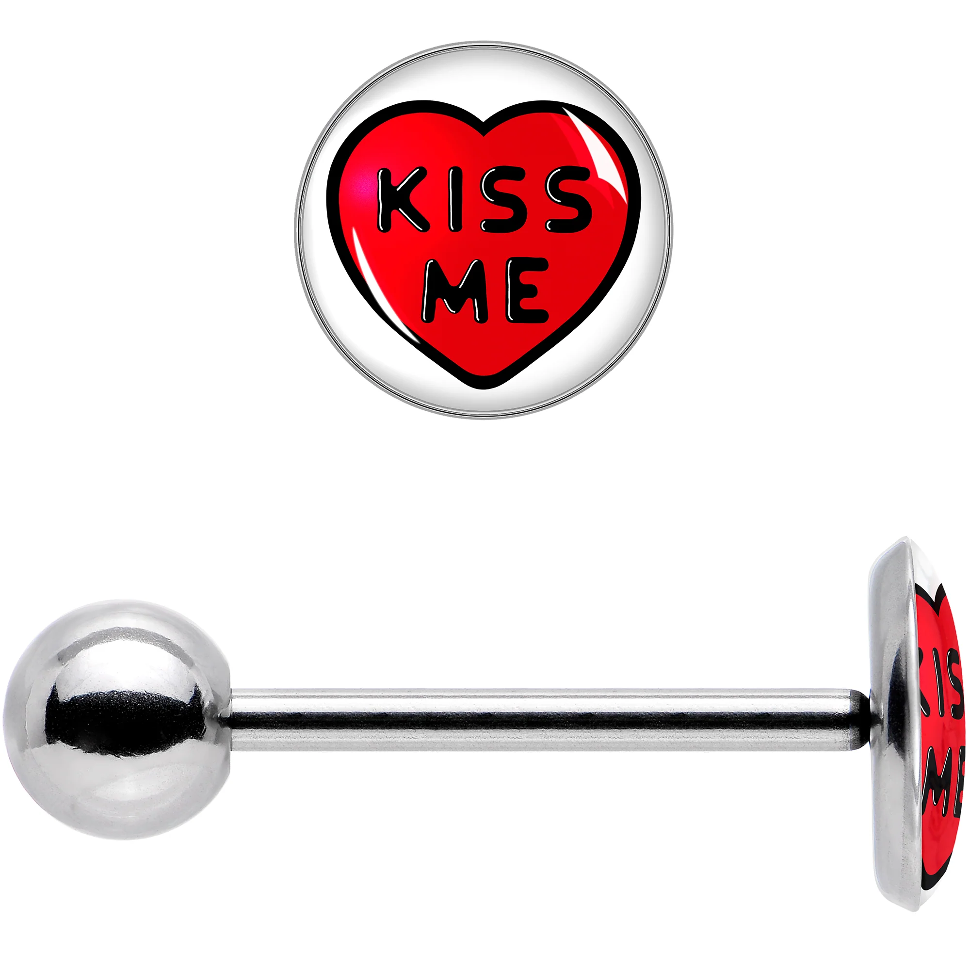 Kiss Me Candy Heart Barbell Tongue Ring by Onyx O - Image 8