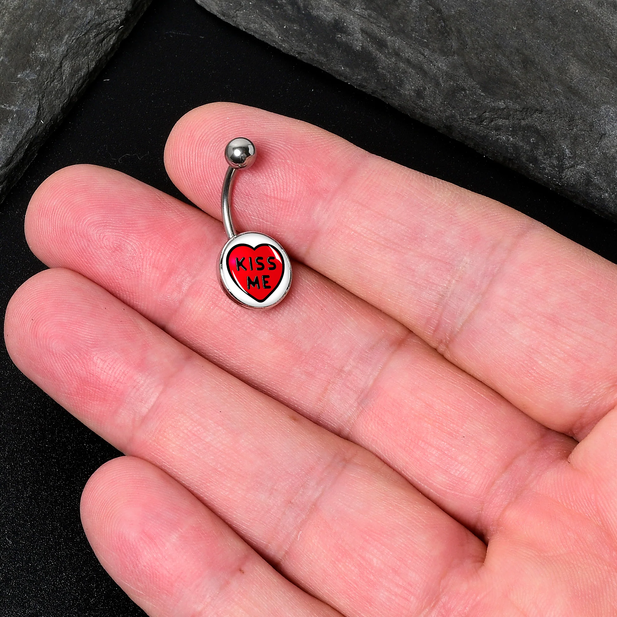 Kiss Me Candy Heart Belly Ring by Onyx O - Image 2