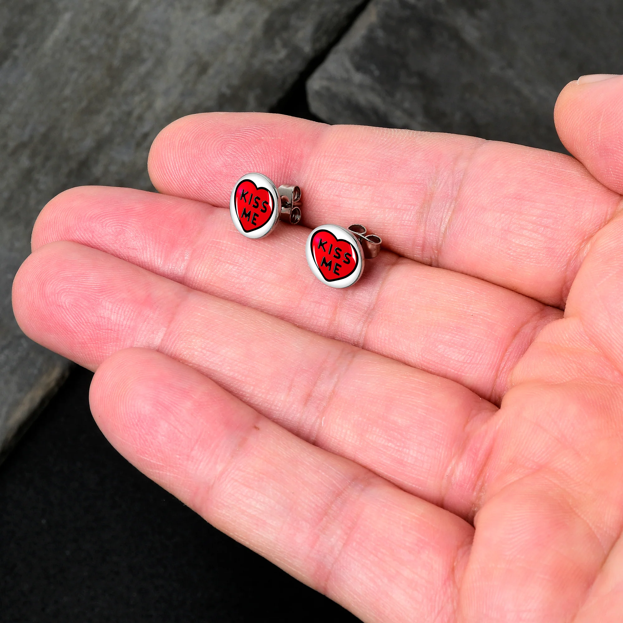 Kiss Me Candy Heart Stud Earrings by Onyx O - Image 2