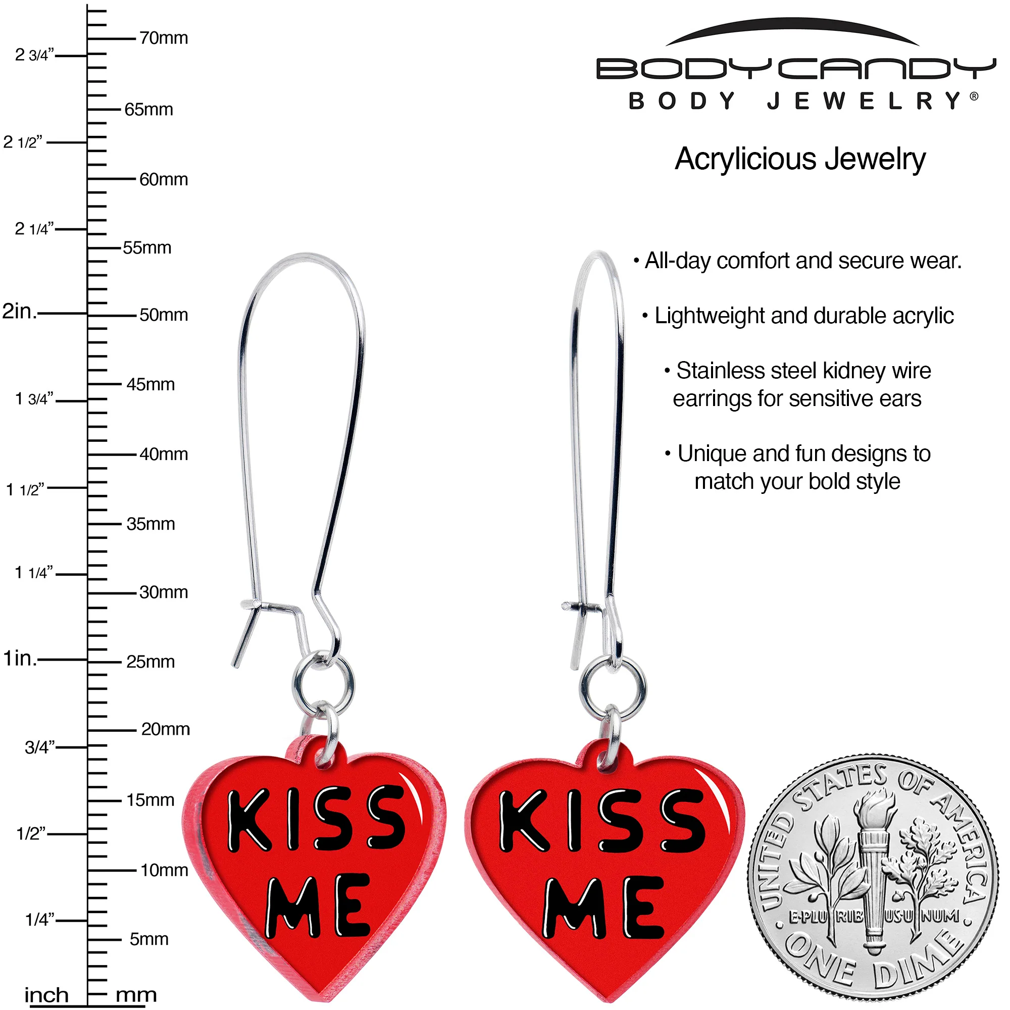 Kiss Me Heart Dangle Earrings by Onyx O - Image 2