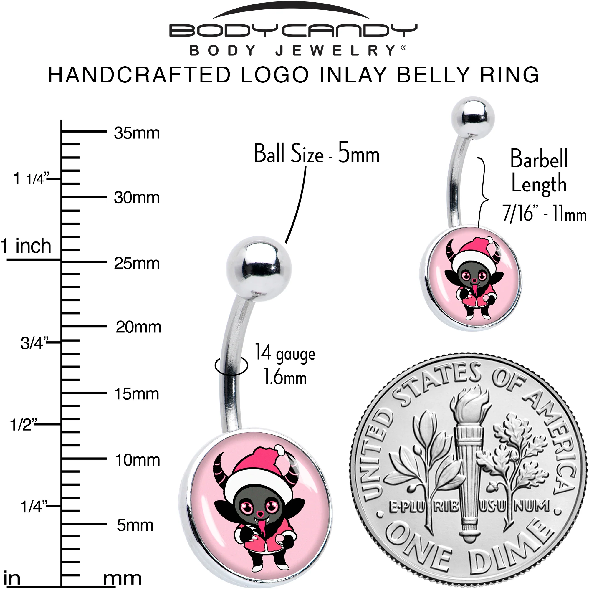 Krampus Cutie Christmas Holiday Belly Ring by Onyx O - Image 6