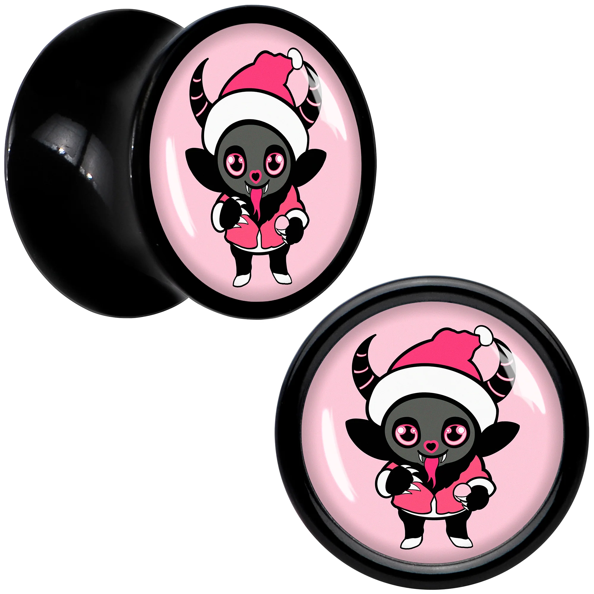 Krampus Cutie Christmas Holiday Black Acrylic Saddle Plug Set by Onyx O - Image 3