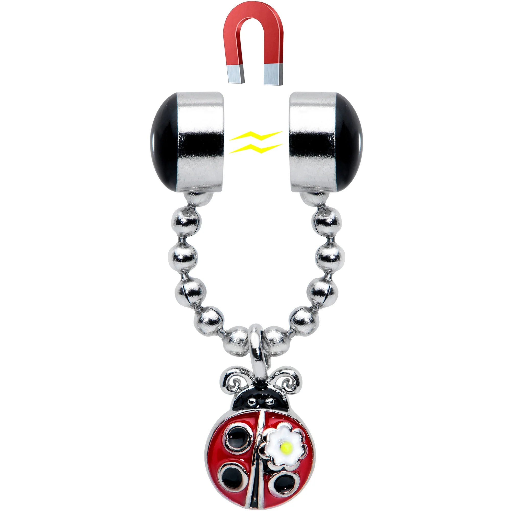 Ladybug Chain Dangle Non Pierced Magnetic Clip On Fake Septum Ring - Image 4