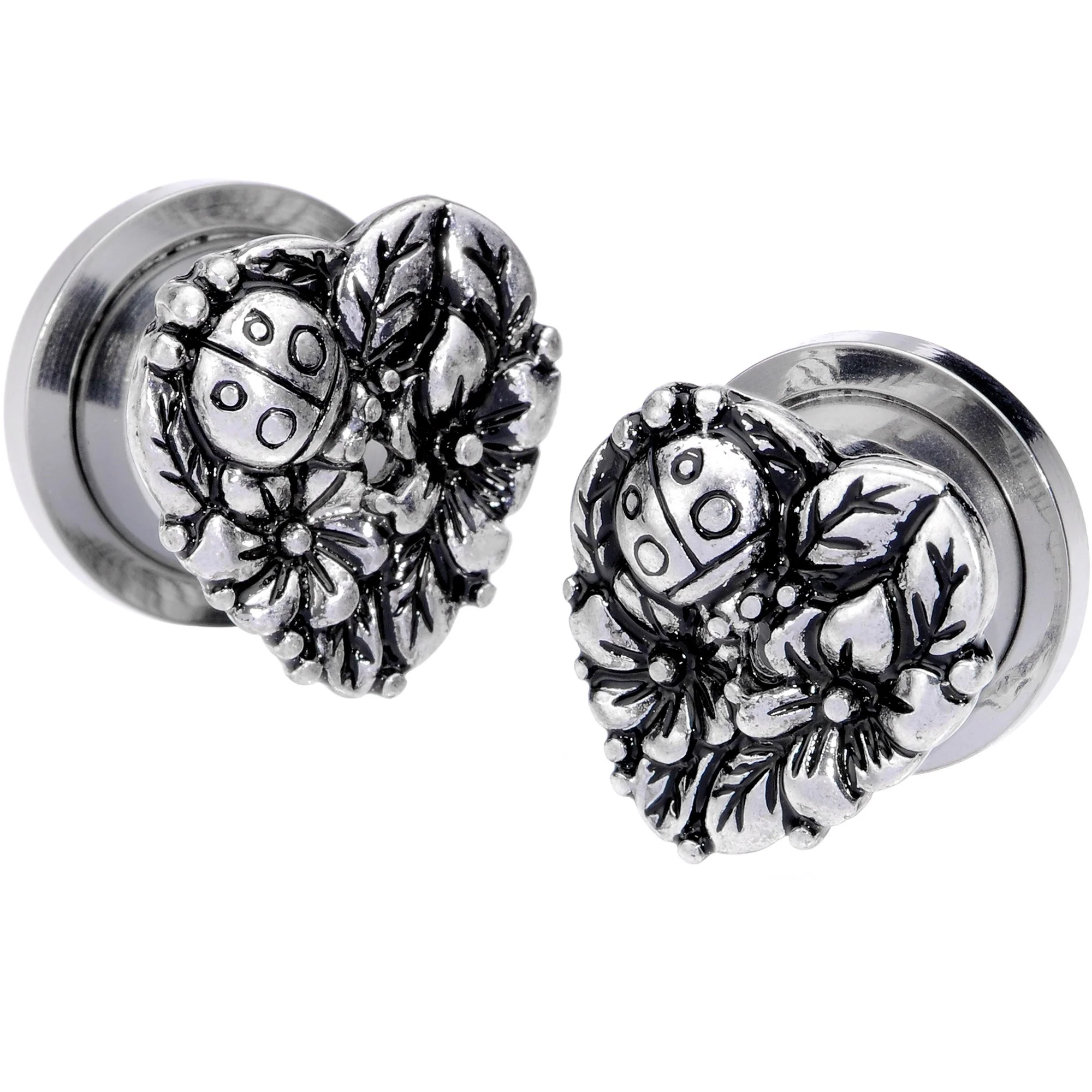 Ladybug Heart Screw Fit Tunnel Plug Set 6mm to 16mm - Image 8