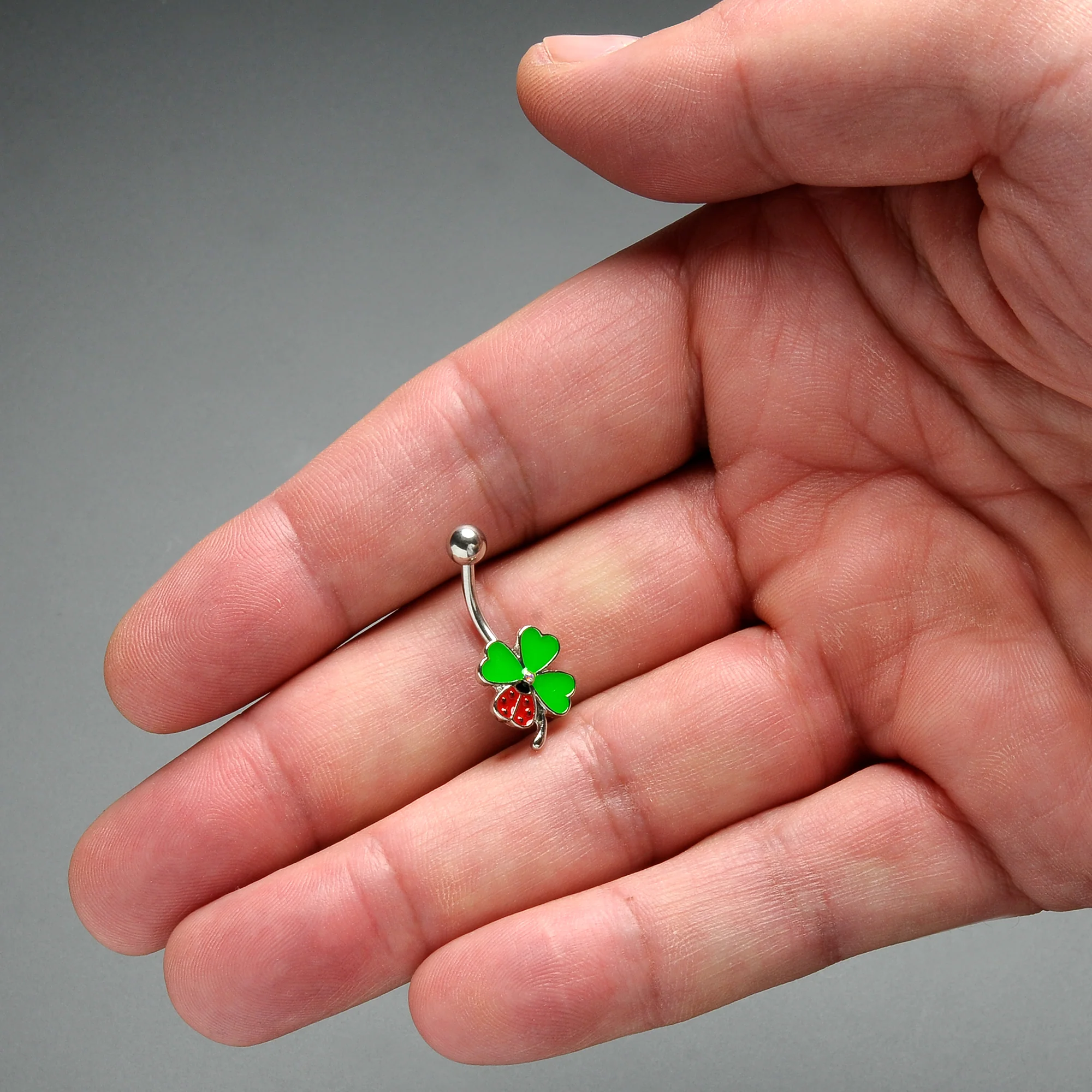 Ladybug Shamrock St Patricks Day Belly Ring - Image 4