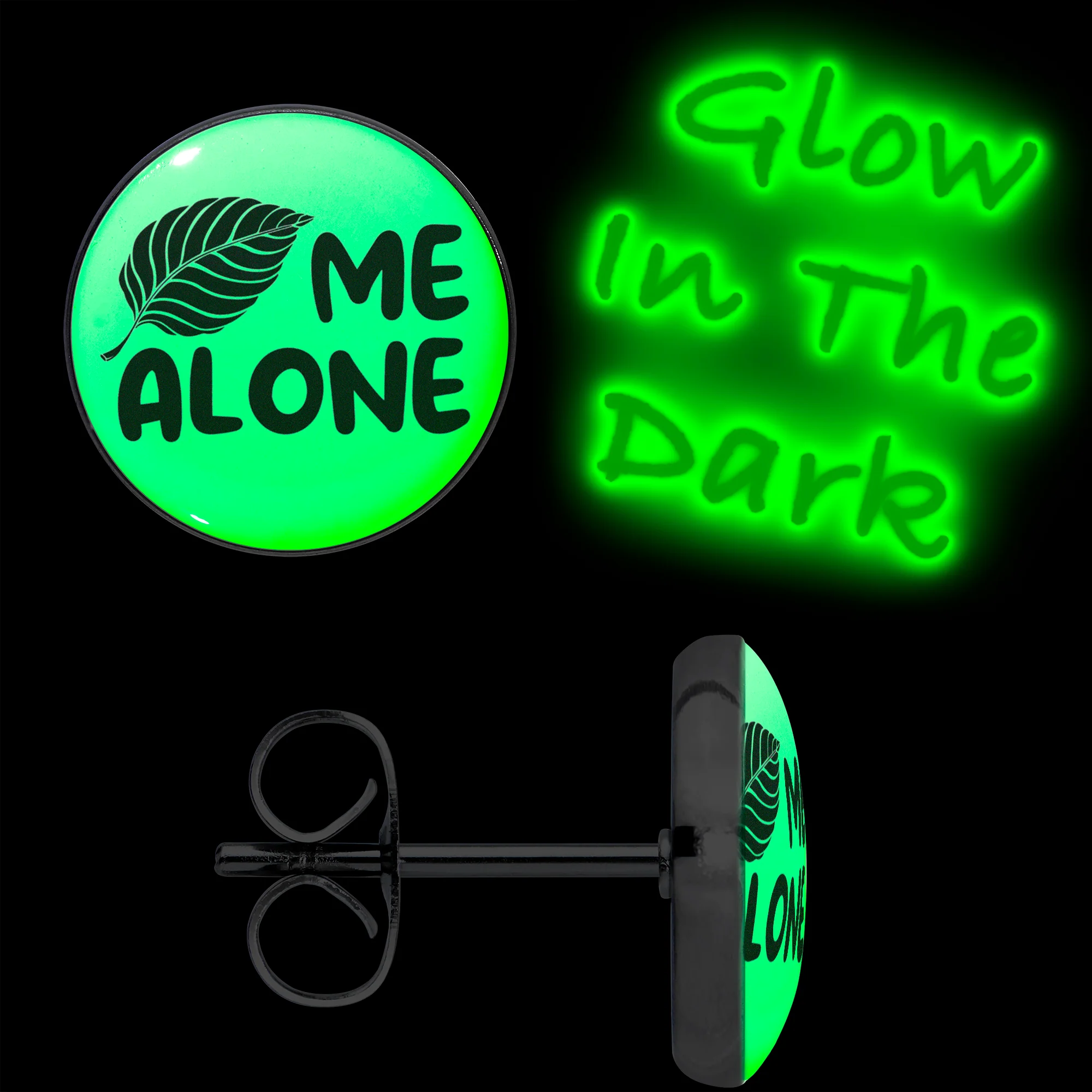 Leaf Me Alone Glow in the Dark Stud Earrings by Onyx O - Image 2