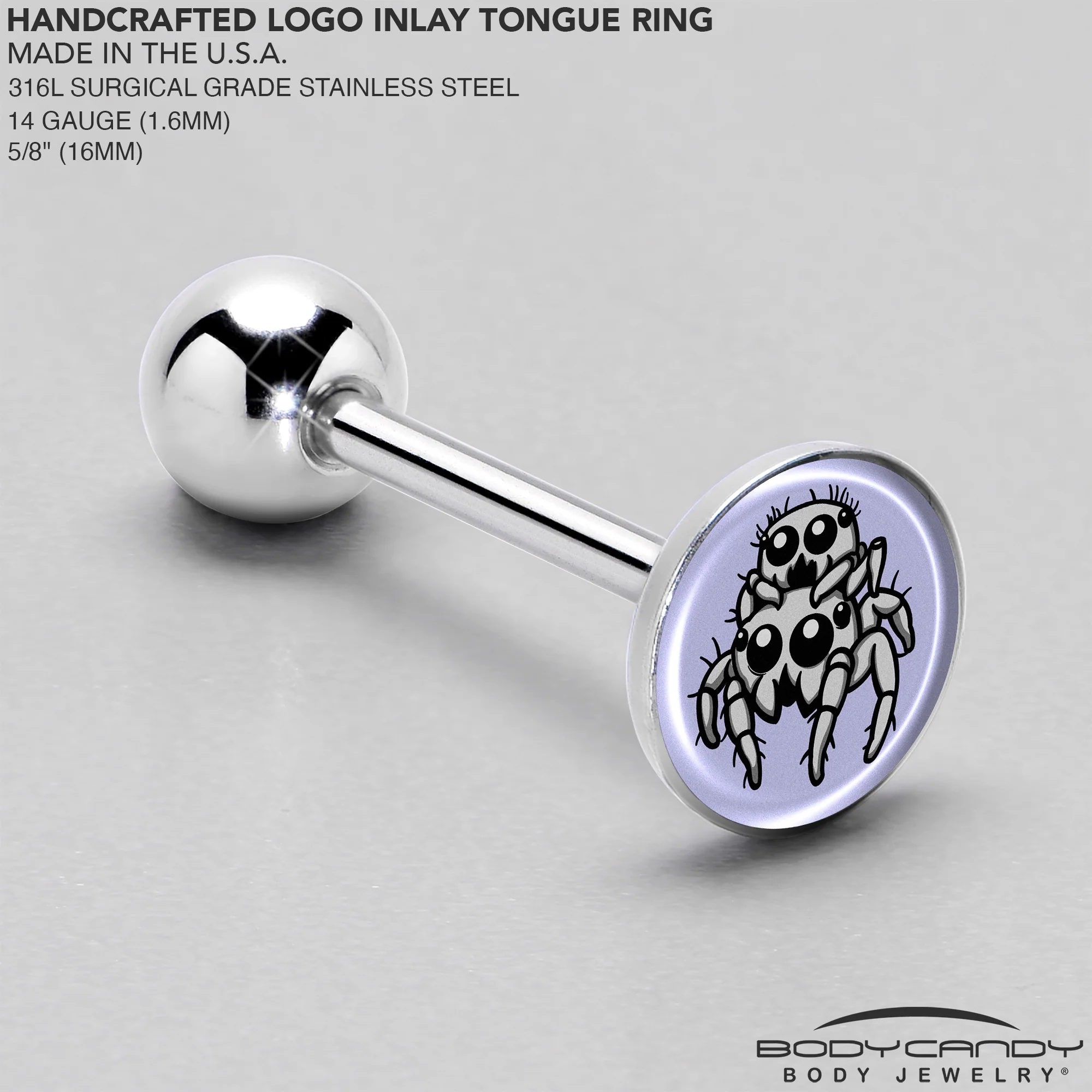 Leaping Leapfrog Spiders Barbell Tongue Ring by Onyx O - Image 4