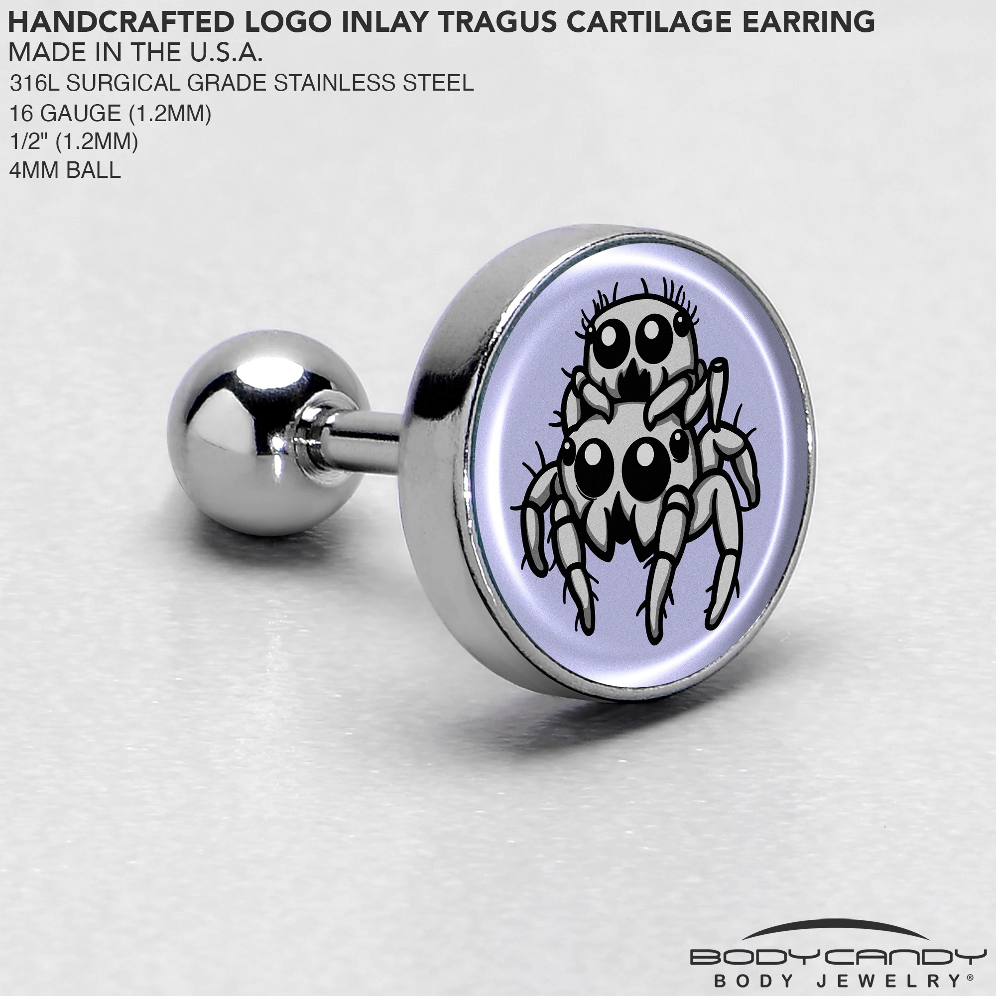 Leaping Leapfrog Spiders Tragus Cartilage Earring by Onyx O - Image 4