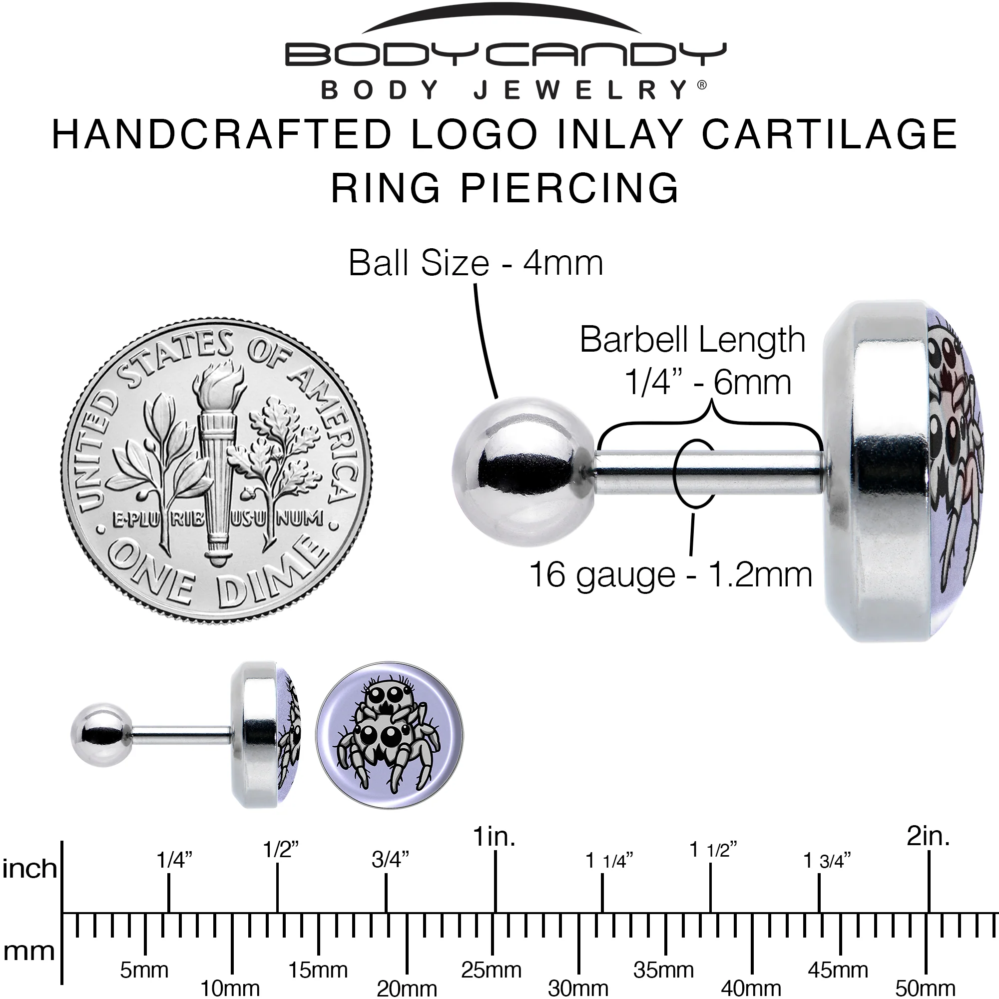 Leaping Leapfrog Spiders Tragus Cartilage Earring by Onyx O - Image 6