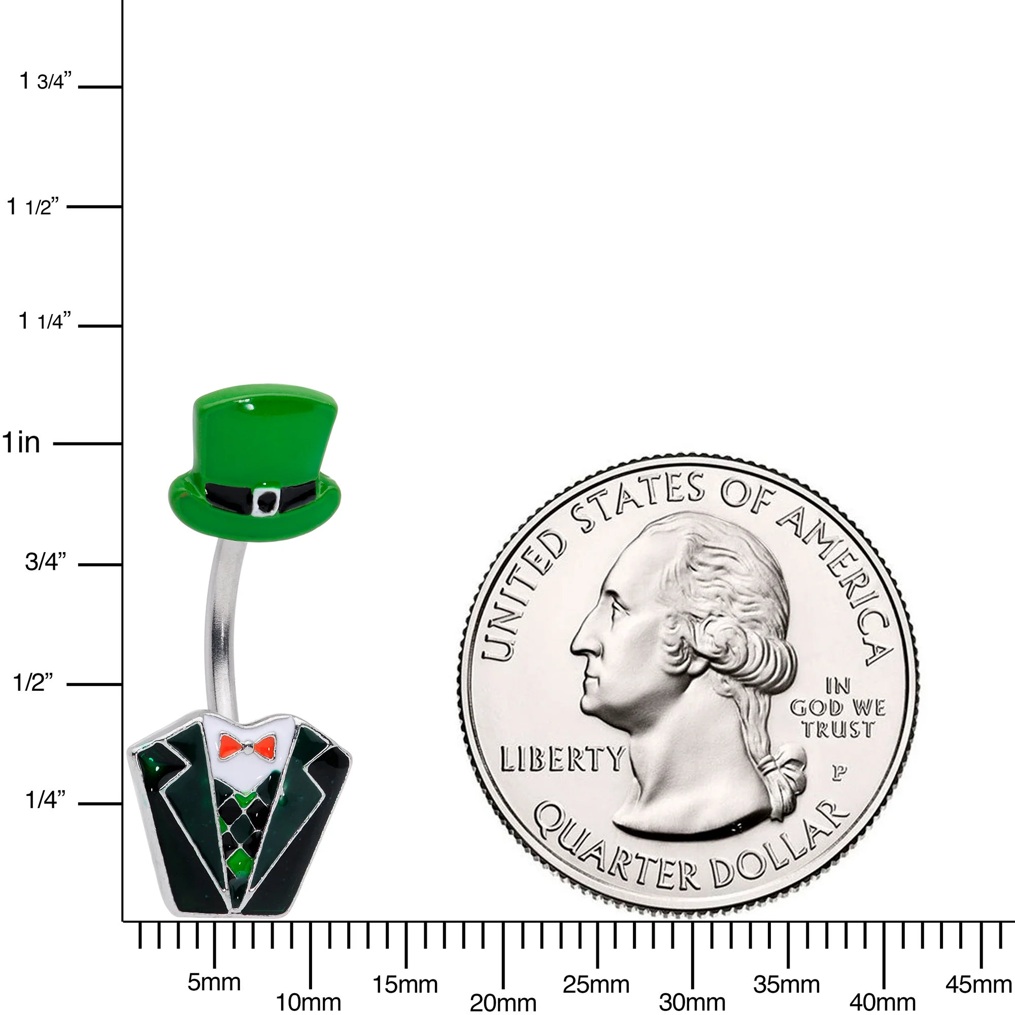 Leprechaun Formal Tuxedo St Patricks Day Belly Ring - Image 2