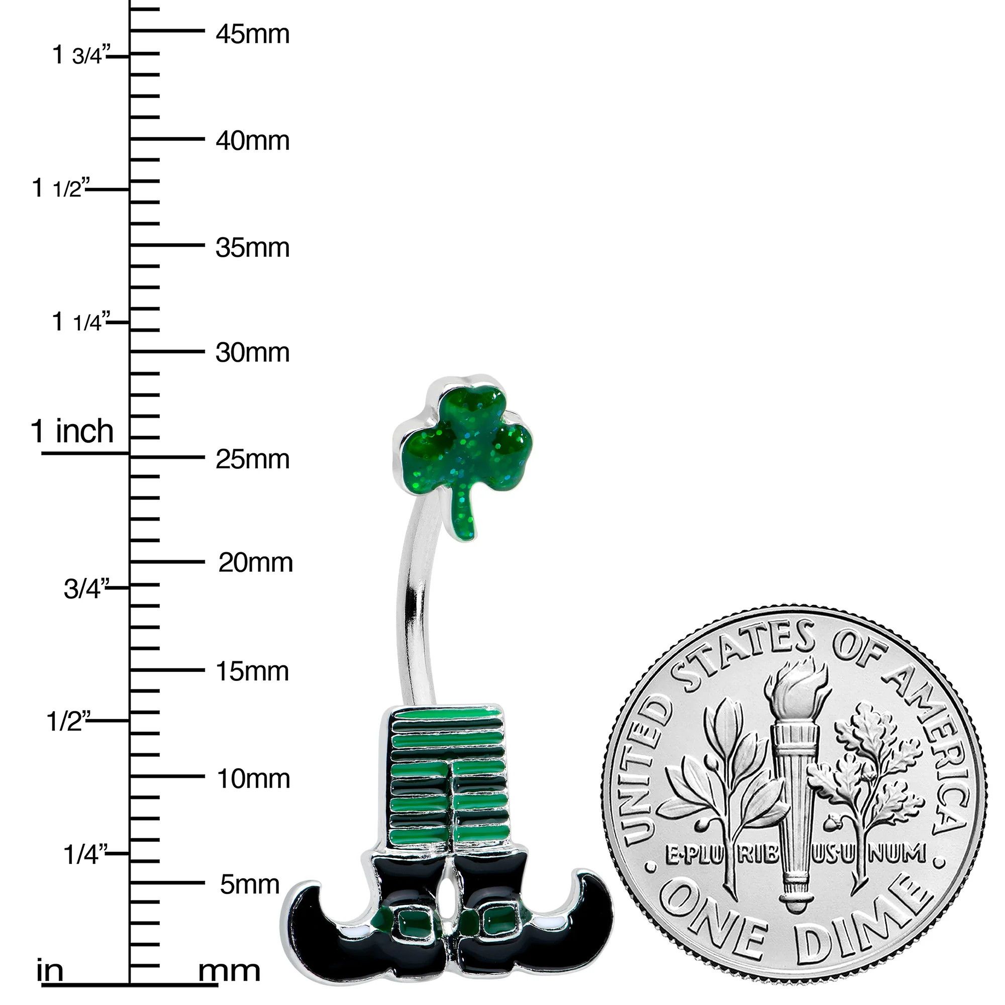 Leprechaun Legs Shamrock St Patricks Double Mount Belly Ring - Image 3