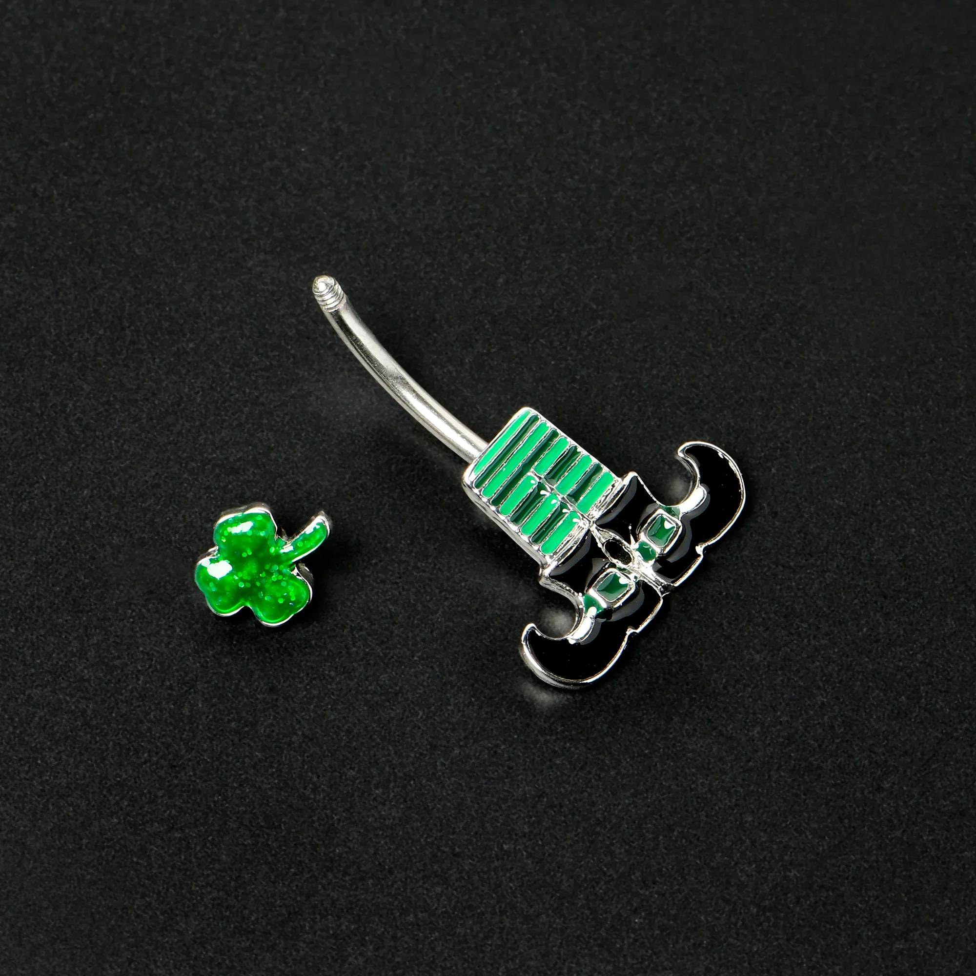 Leprechaun Legs Shamrock St Patricks Double Mount Belly Ring - Image 5