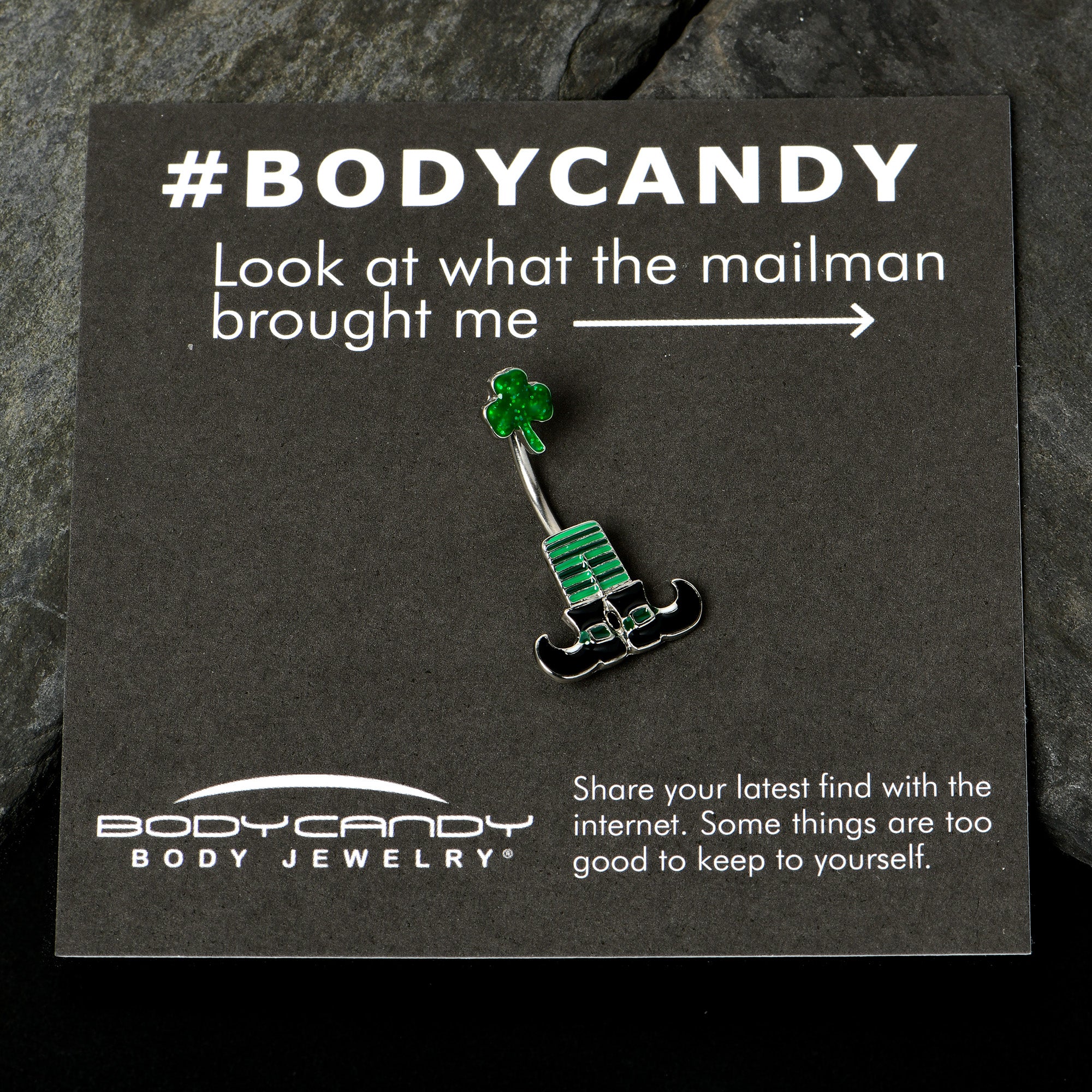 Leprechaun Legs Shamrock St Patricks Double Mount Belly Ring - Image 8