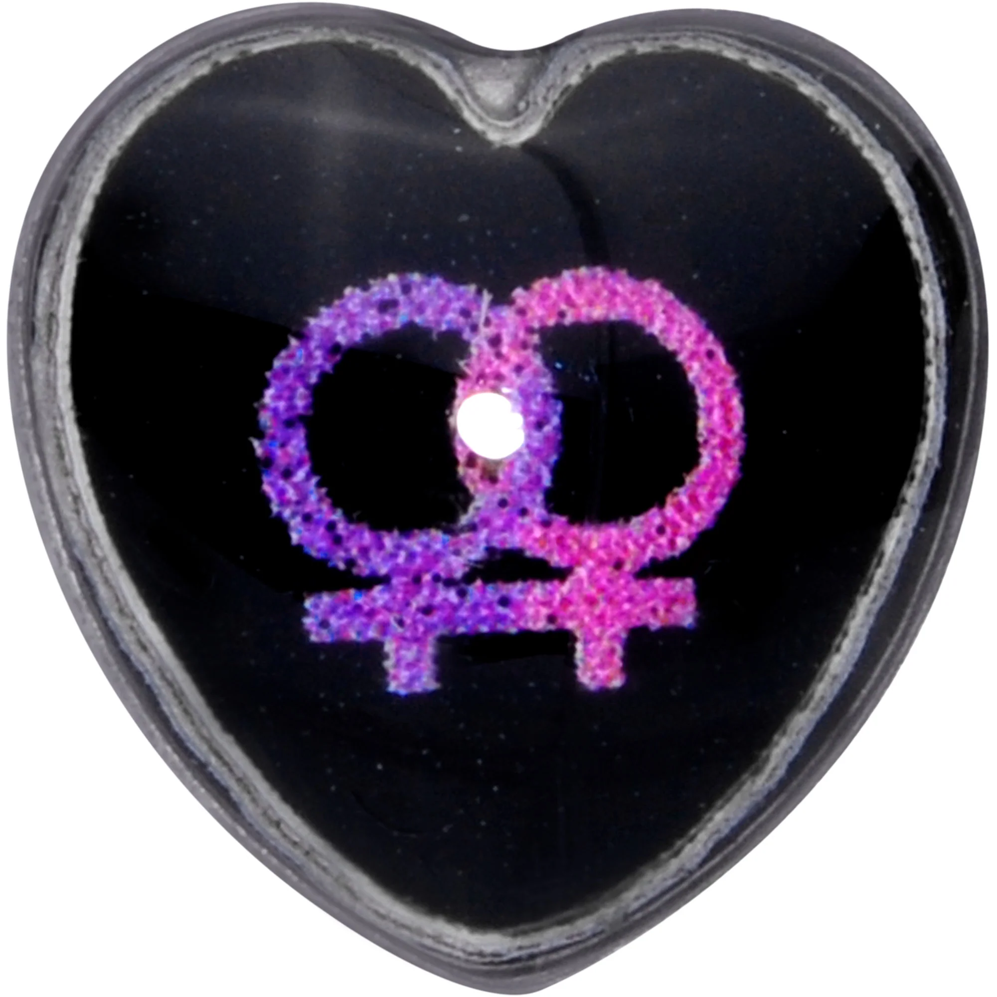 Lesbian Love Heart Barbell Tongue Ring - Image 2