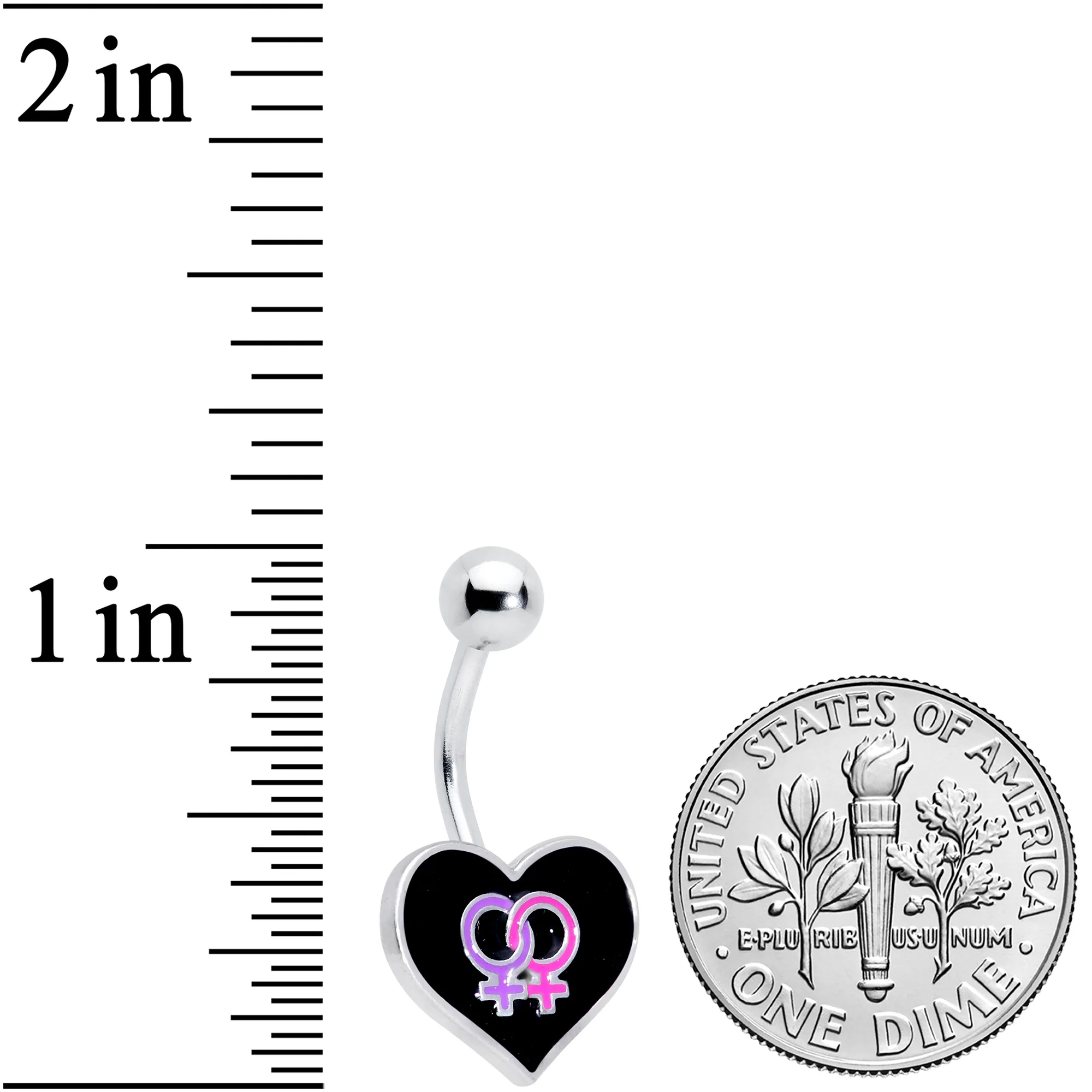 Lesbian Love Heart Belly Ring - Image 2