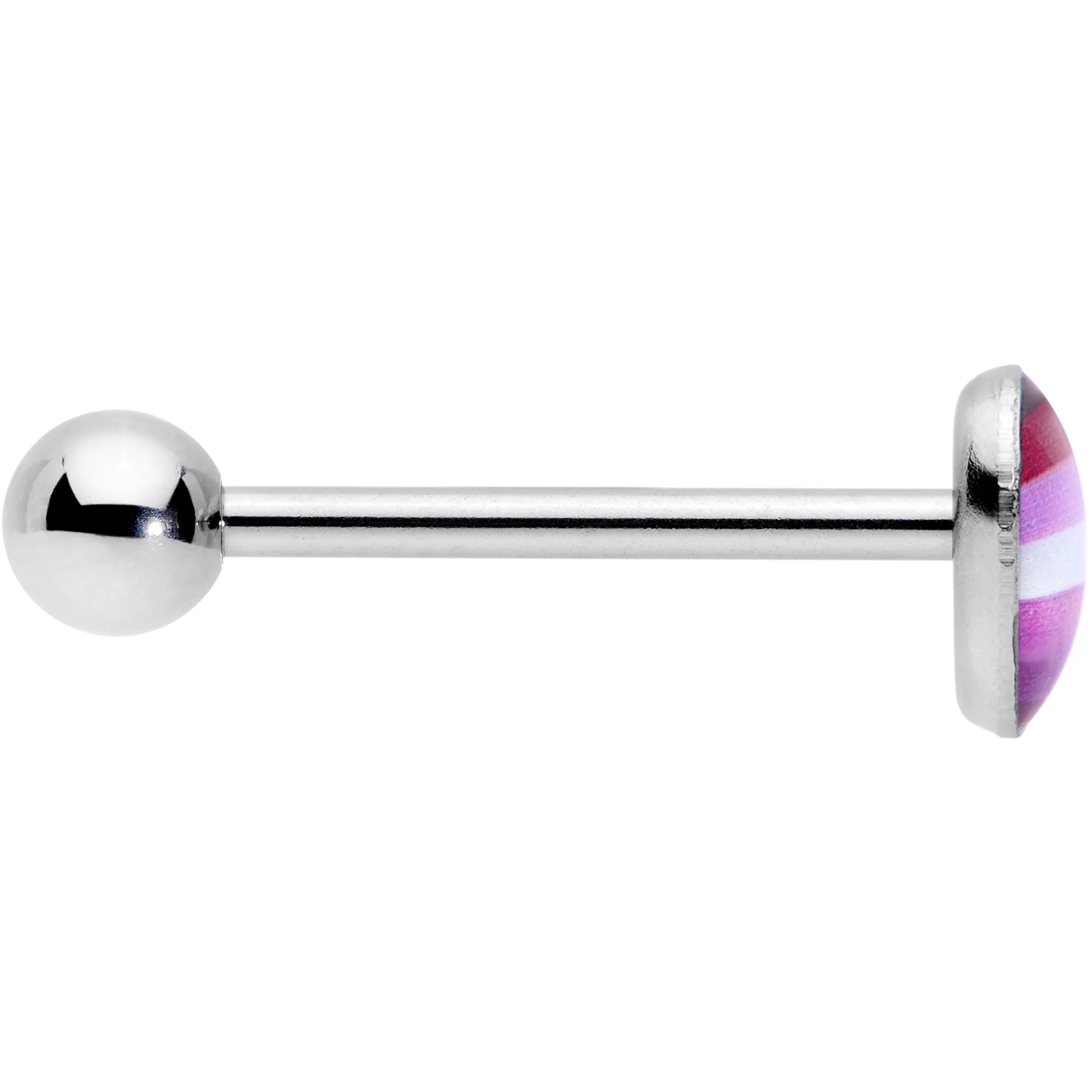 Lesbian Pride Heart Barbell Tongue Ring - Image 3