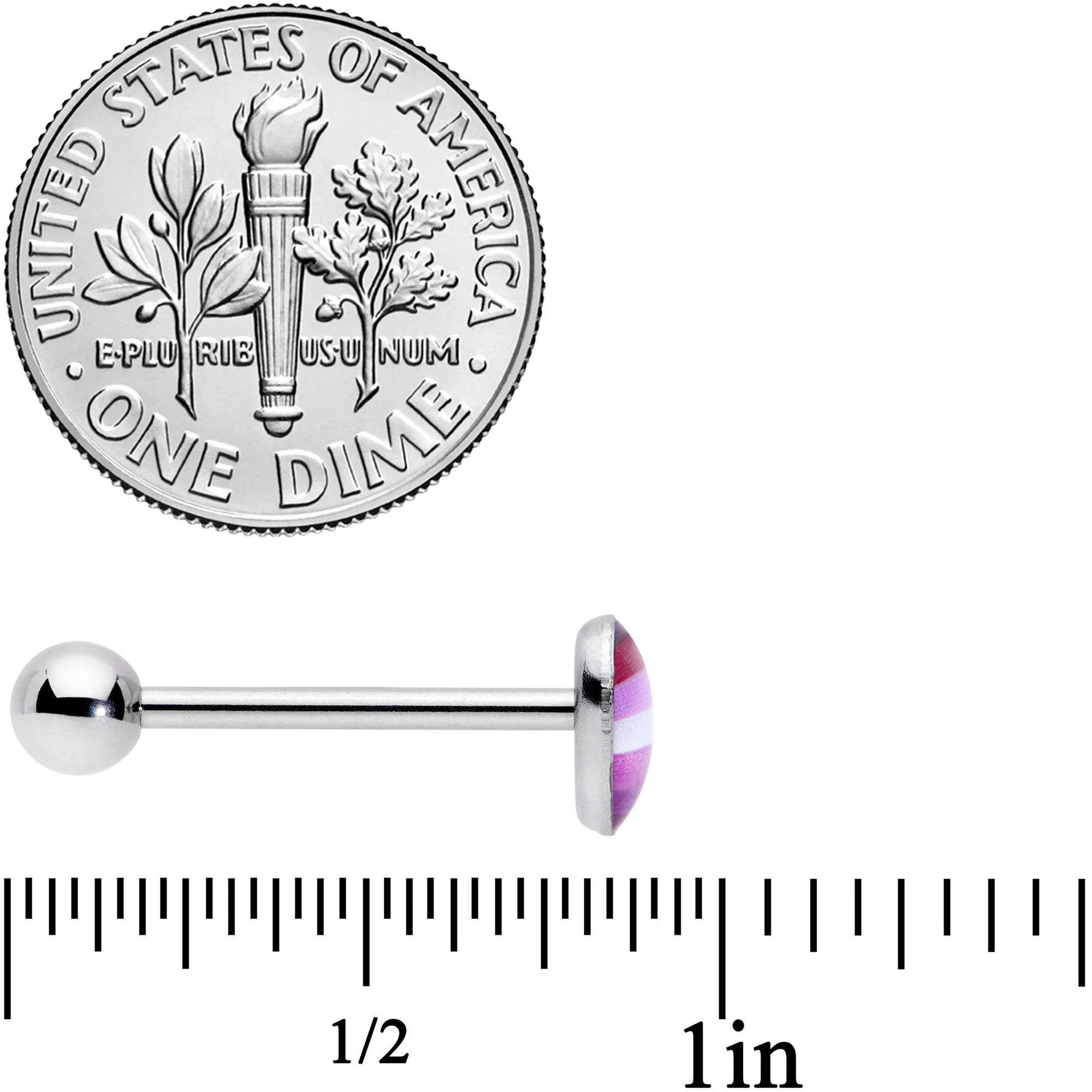 Lesbian Pride Heart Barbell Tongue Ring - Image 4