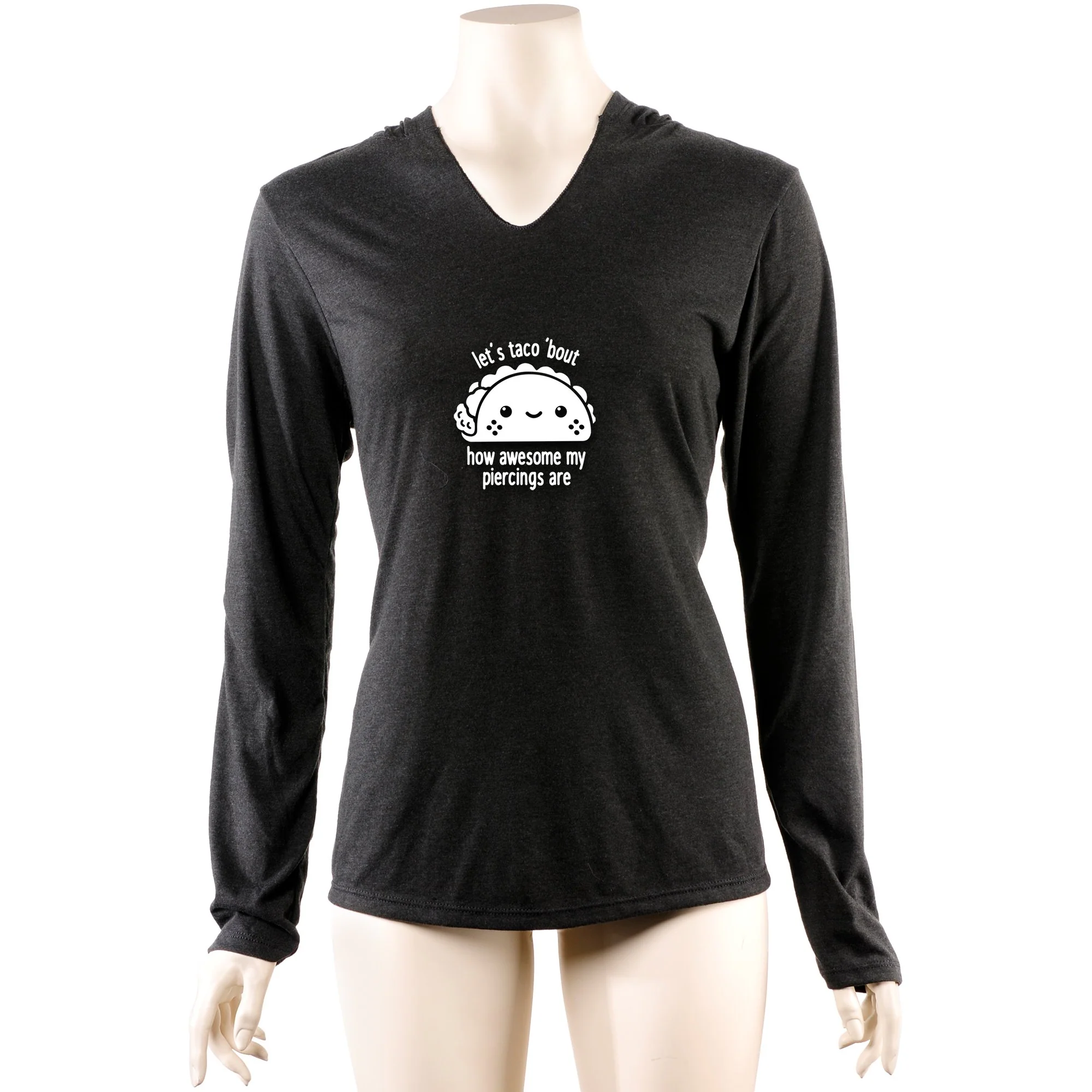 Let's Taco 'bout My Piercings Tapered Long Sleeve Hoodie - Image 4