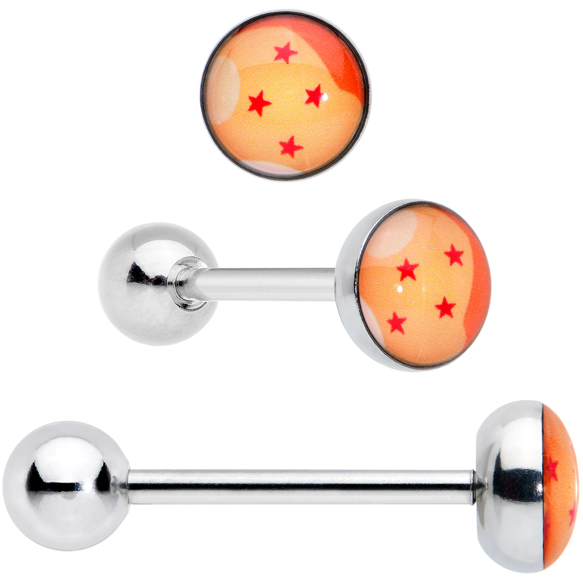 Licensed Dragonball Z Blue Red Star Kanji Barbell Tongue Ring Set of 4 - Image 2