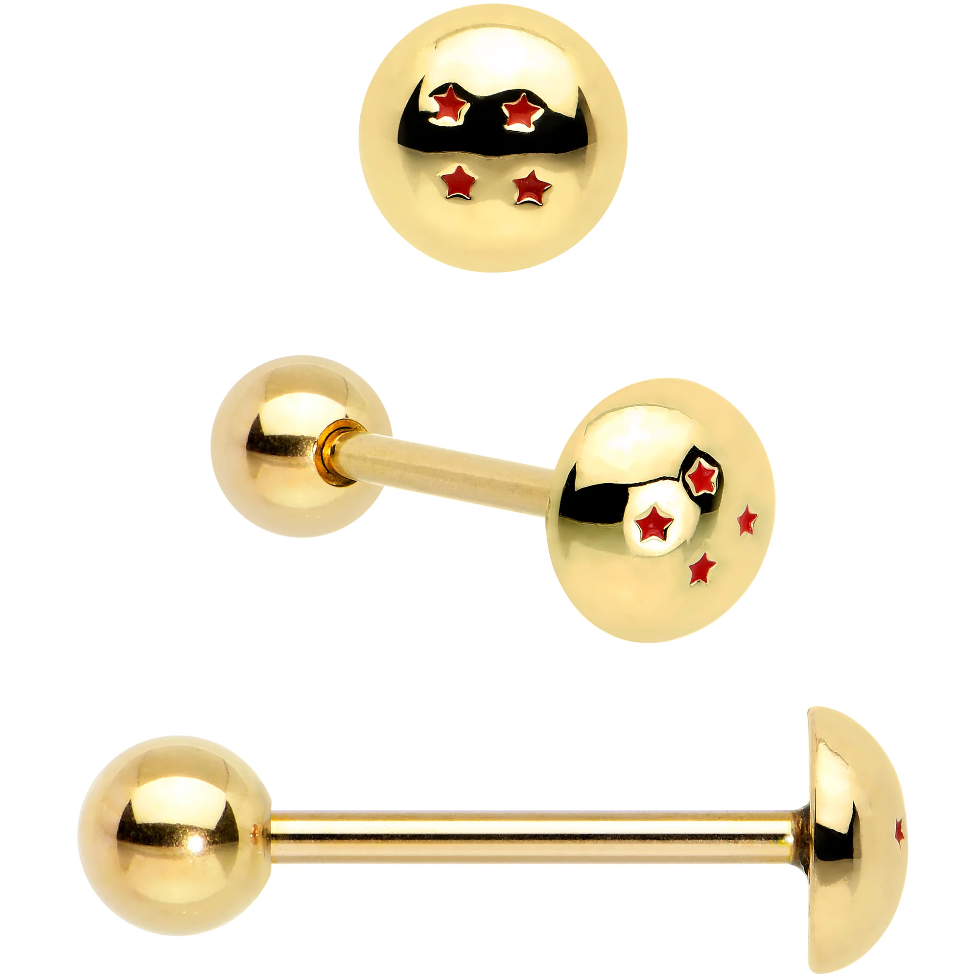 Licensed Dragonball Z Gold Tone Blue Green Barbell Tongue Ring Set of 4 - Image 3