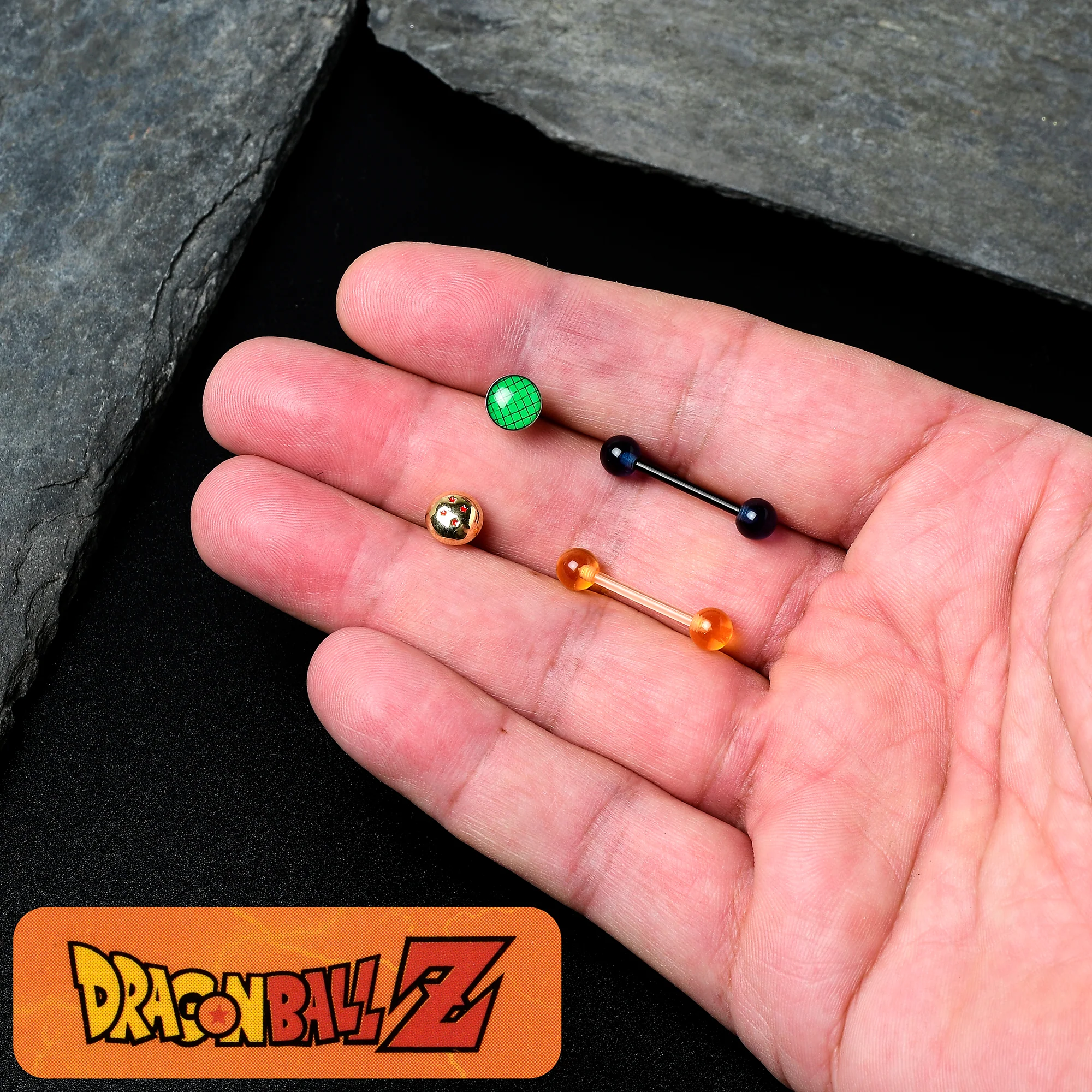 Licensed Dragonball Z Gold Tone Blue Green Barbell Tongue Ring Set of 4 - Image 4