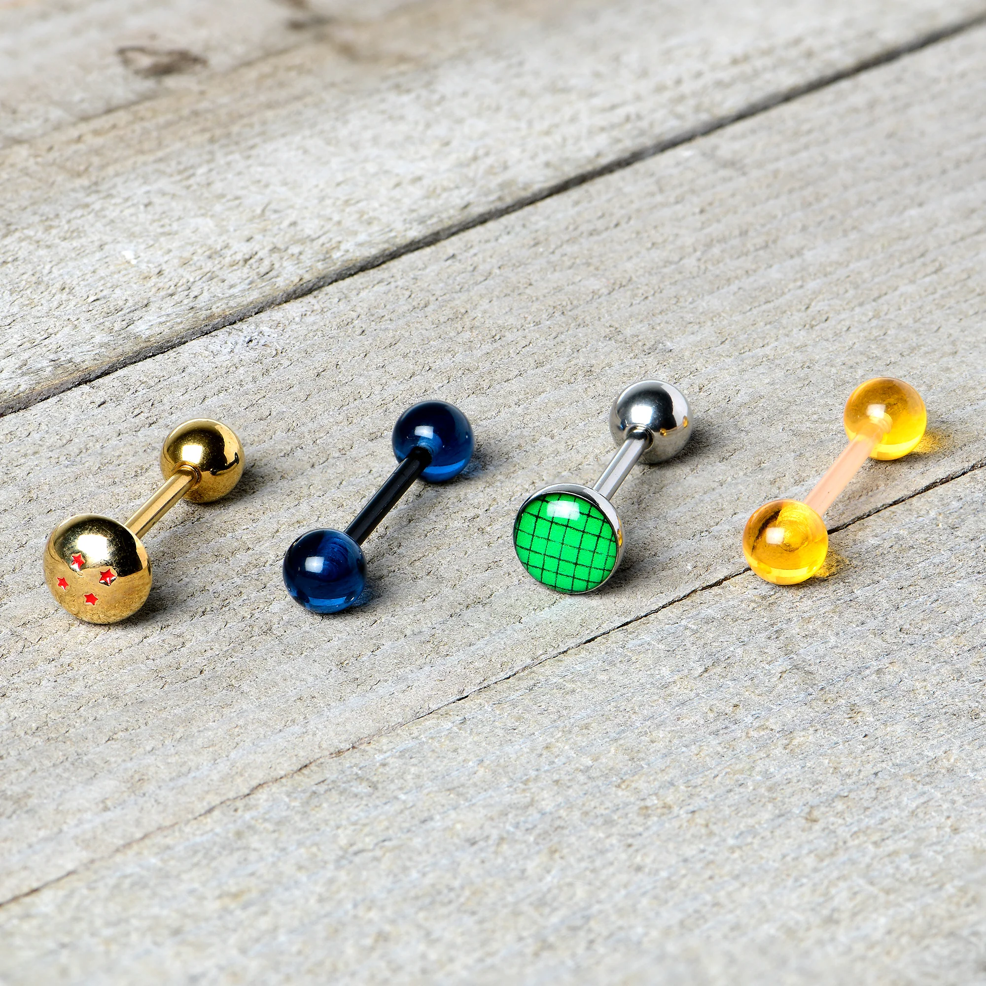 Licensed Dragonball Z Gold Tone Blue Green Barbell Tongue Ring Set of 4 - Image 8