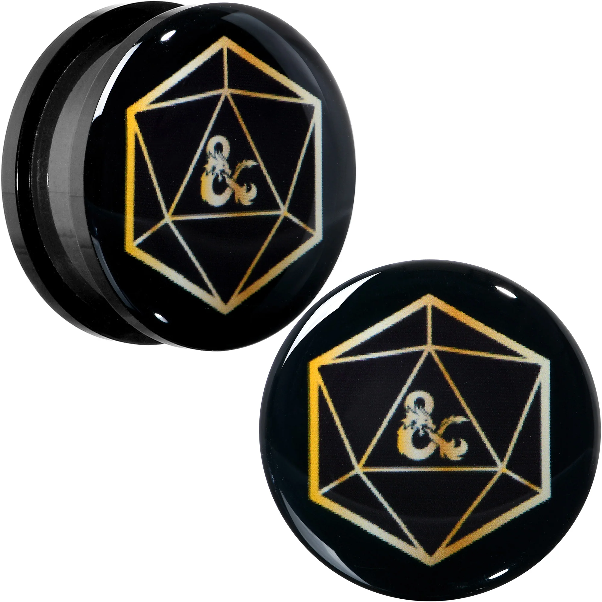 Licensed Dungeons & Dragons D20 Dice Black Screw Fit Plug Set - Image 2