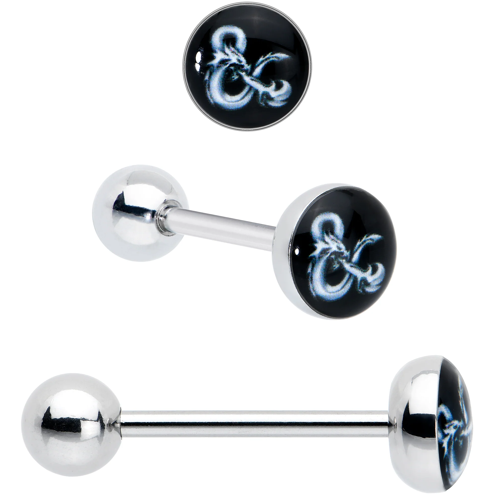 Licensed Dungeons & Dragons Dice Red Clear Barbell Tongue Ring Set of 4 - Image 3