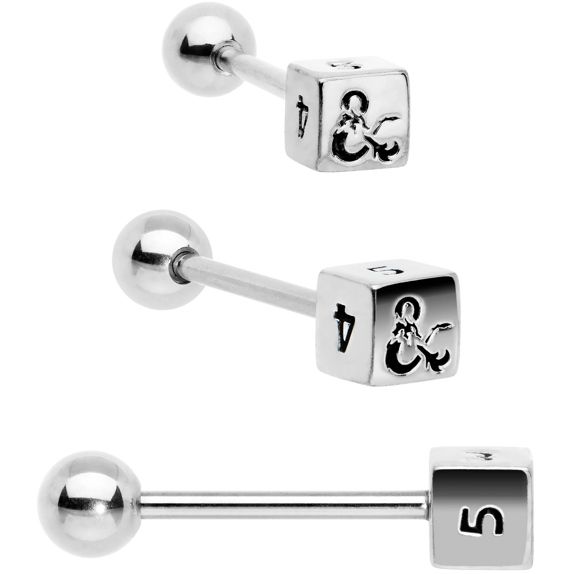Licensed Dungeons & Dragons Dice Red Clear Barbell Tongue Ring Set of 4 - Image 5