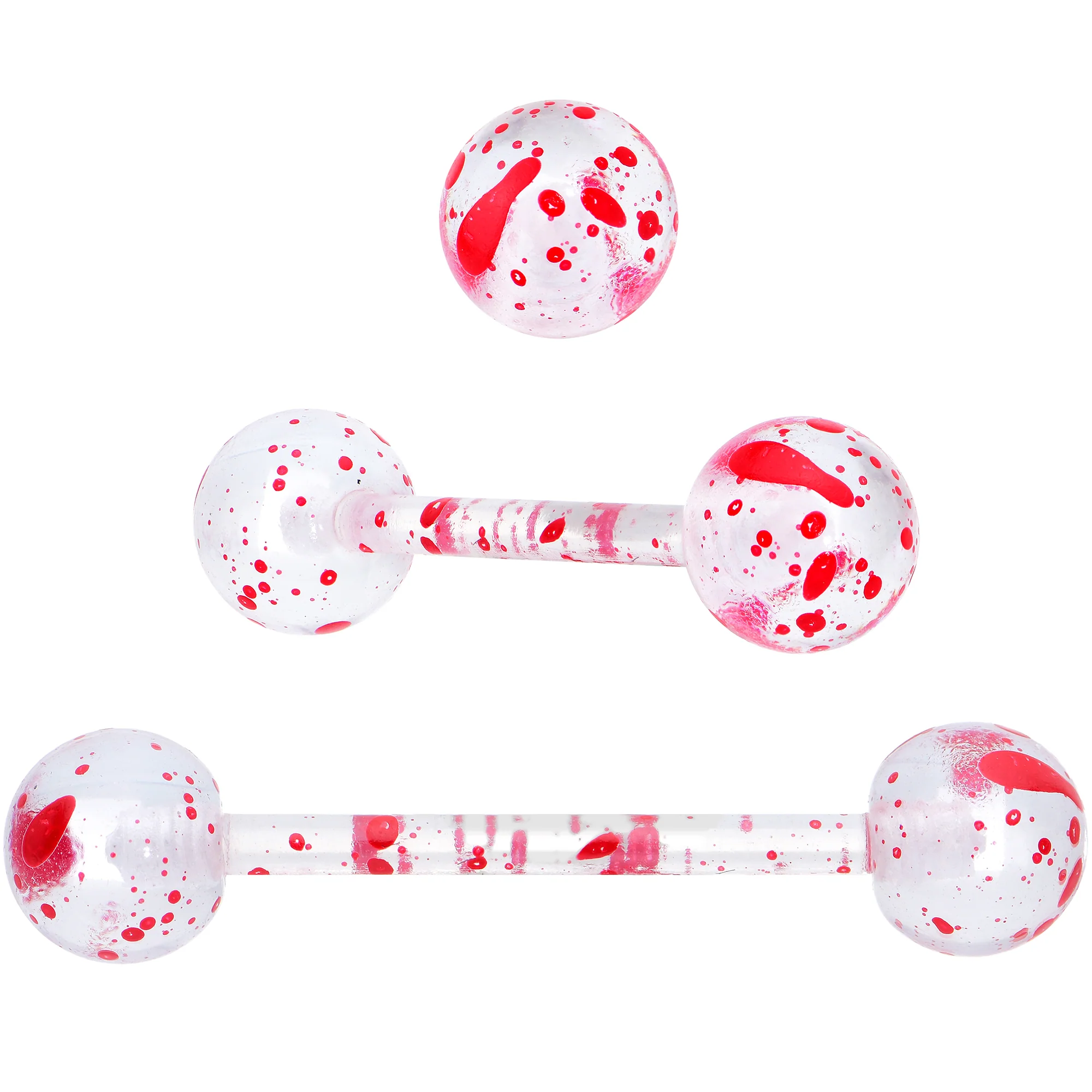 Licensed Friday the 13th Mask Splatter Barbell Tongue Ring Set of 4 - Image 3