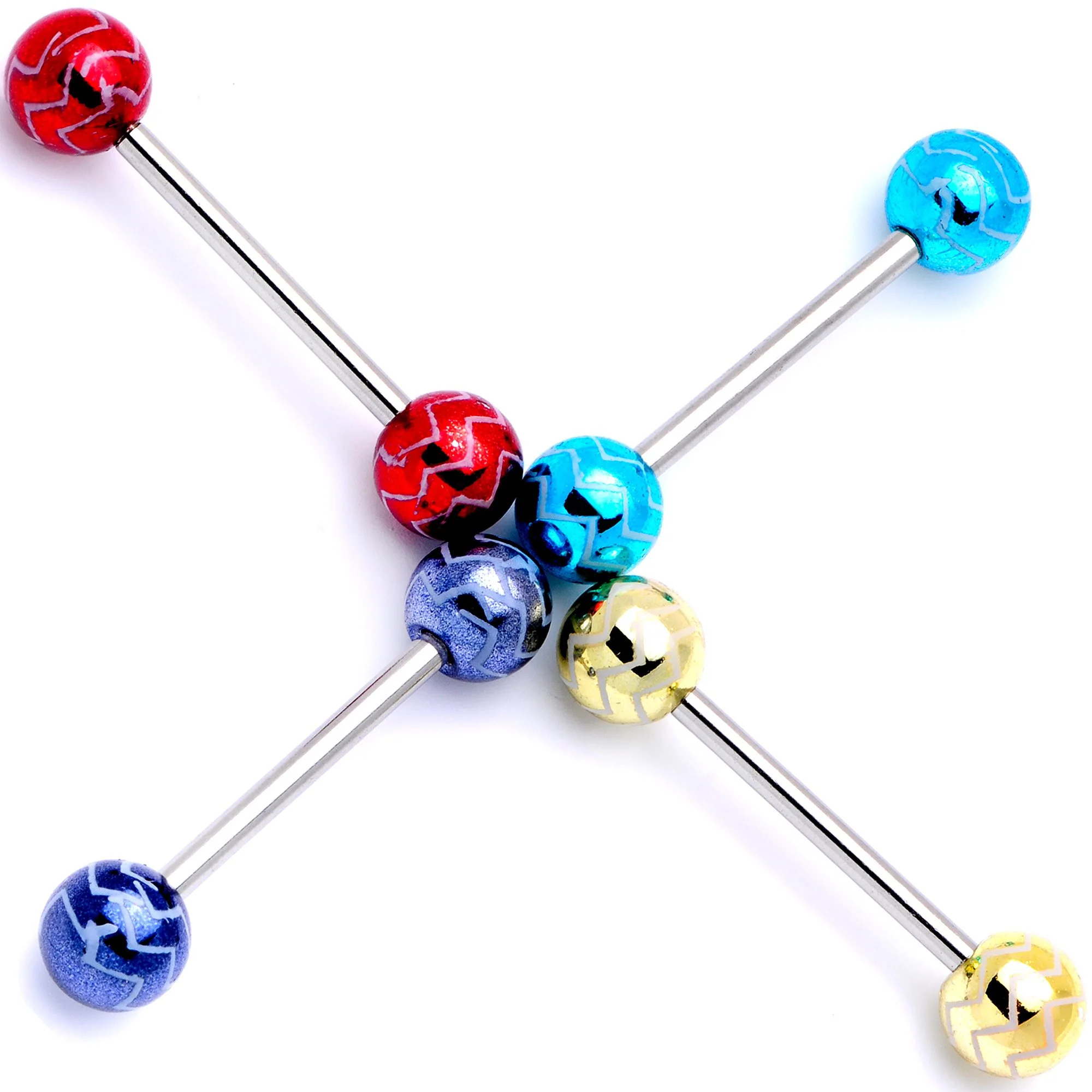 Life of the Party Zig Zag Barbell Tongue Ring Set of 4 - Image 2