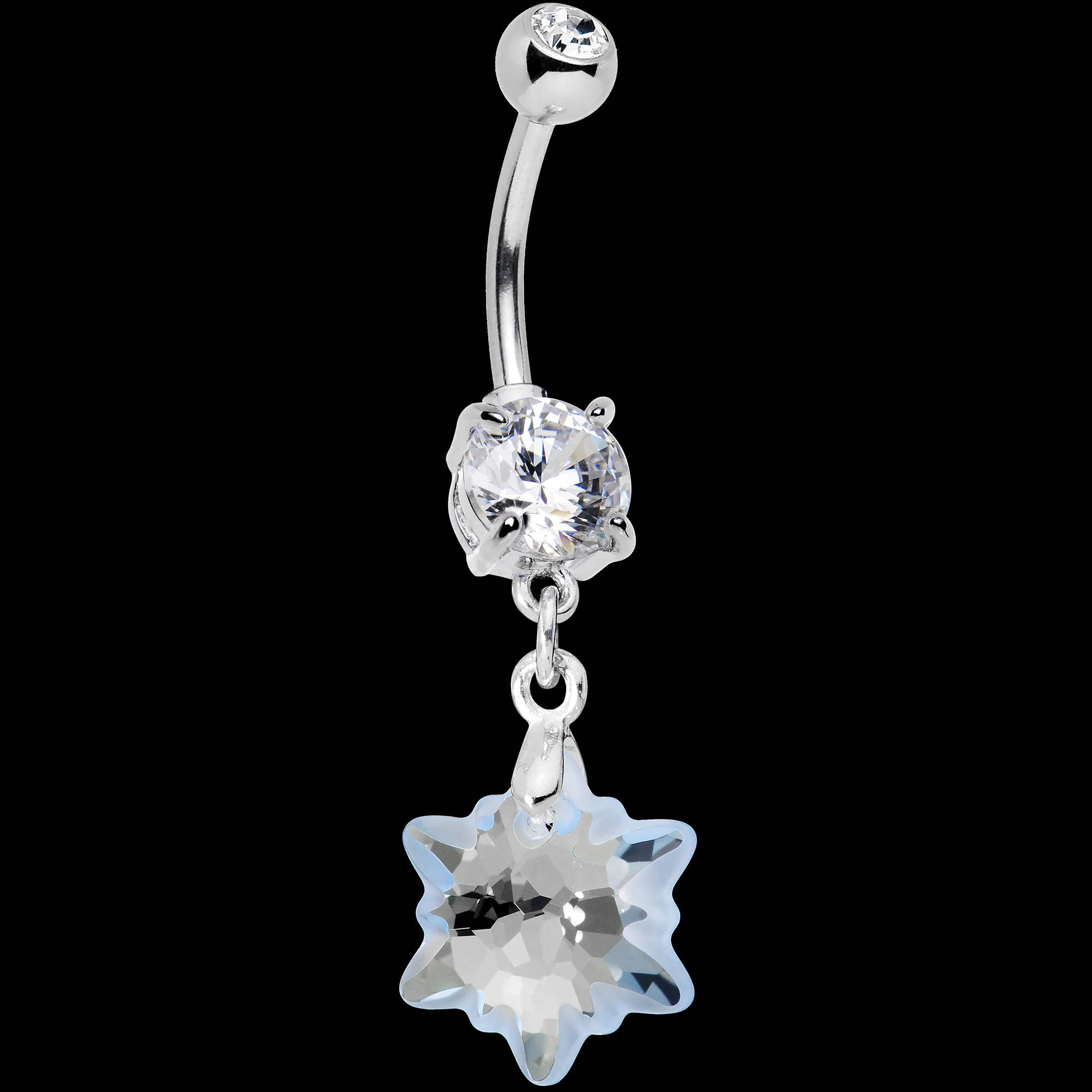 Limited Edition Snowflake Belly Ring Created with Crystals - Image 3