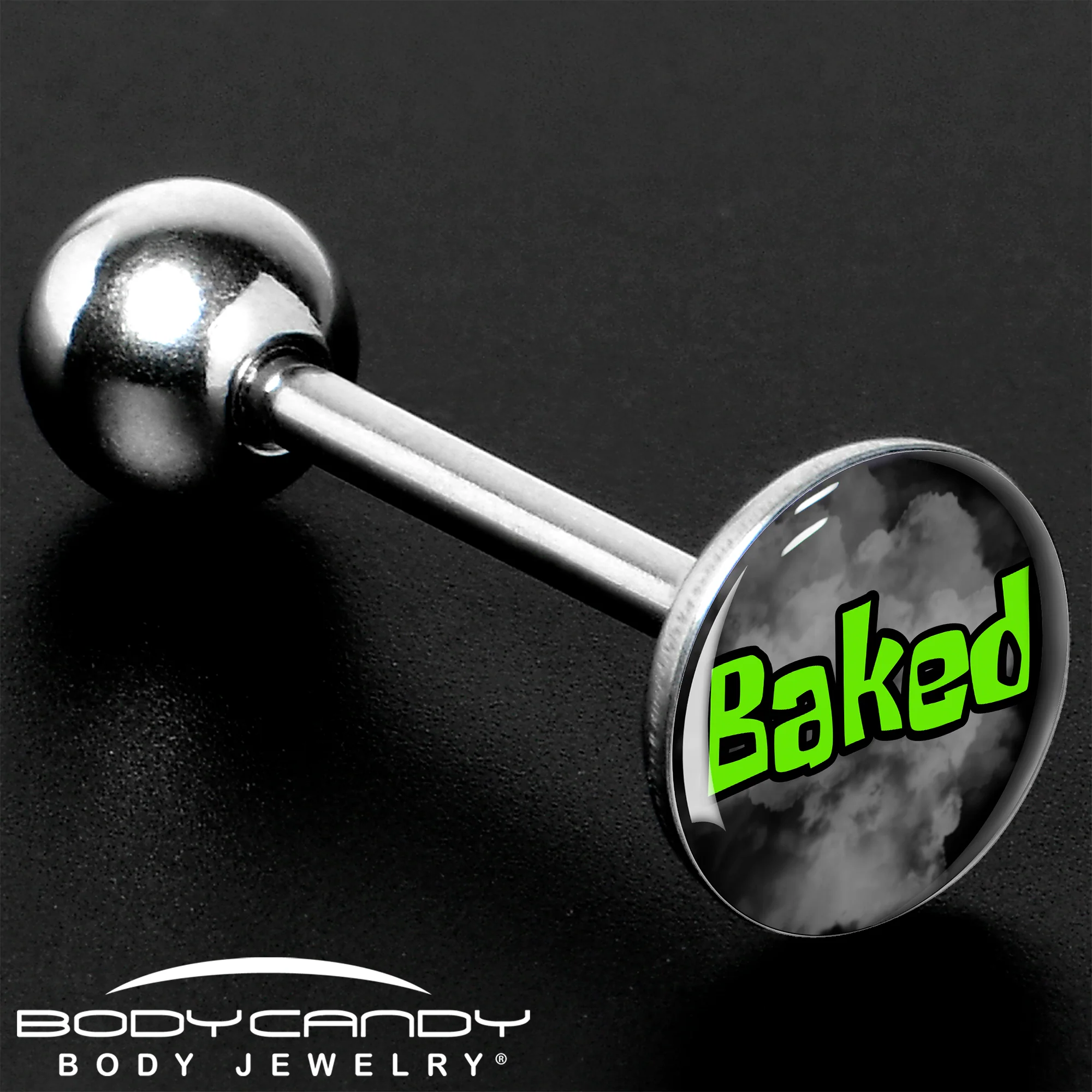 Logo Baked Stoner Barbell Tongue Ring by Onyx O - Image 8