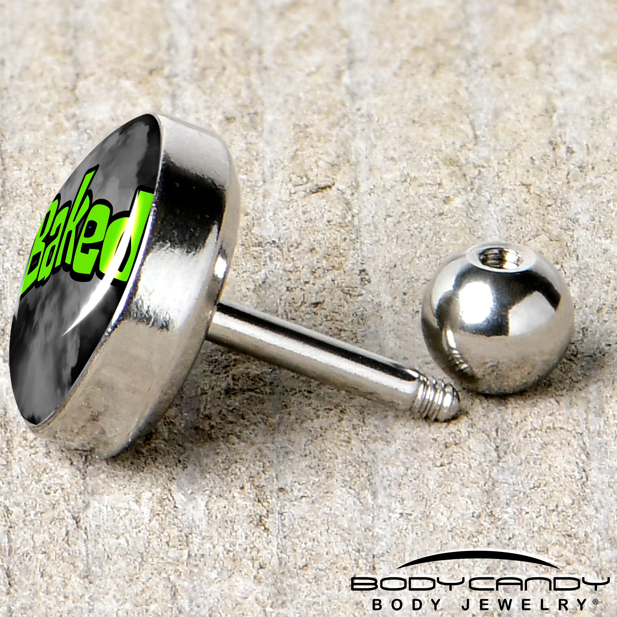 16G 1/4 Logo Baked Stoner Tragus Cartilage Earring by Onyx O - Image 5