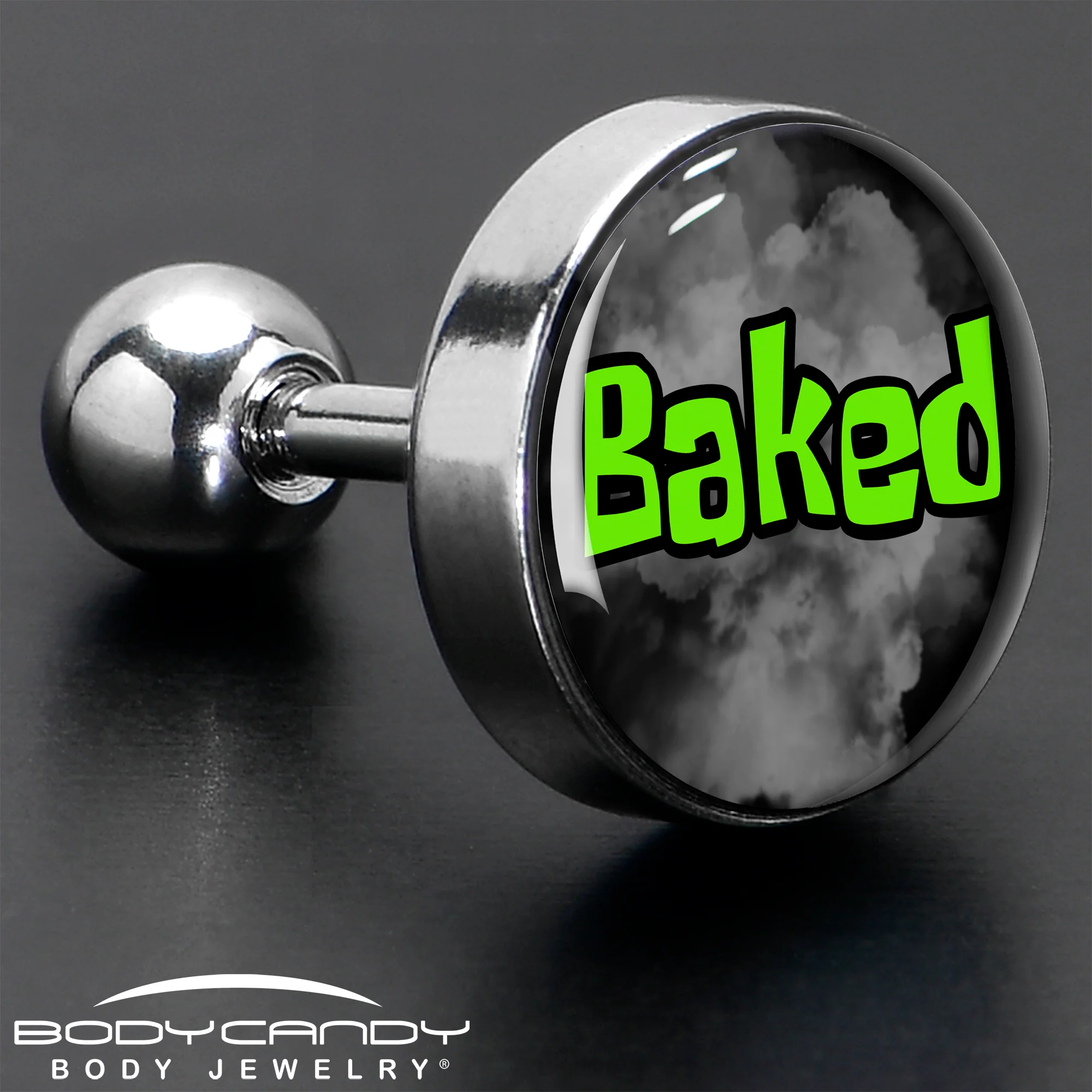 16G 1/4 Logo Baked Stoner Tragus Cartilage Earring by Onyx O - Image 7