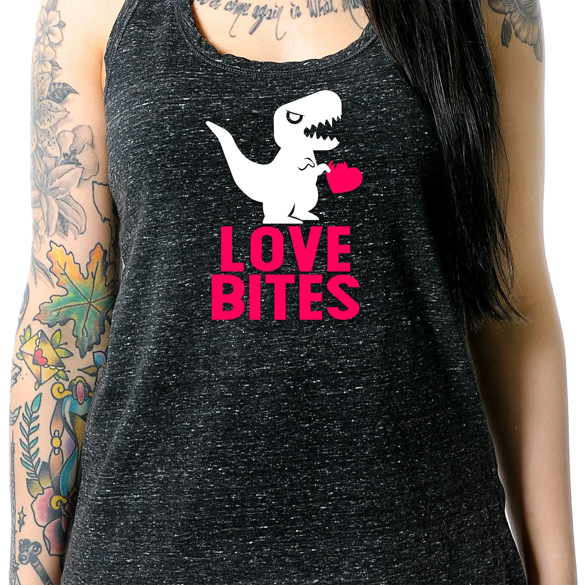 Love Bites Black Gray Cosmic Twist Back Tank Top - Image 3