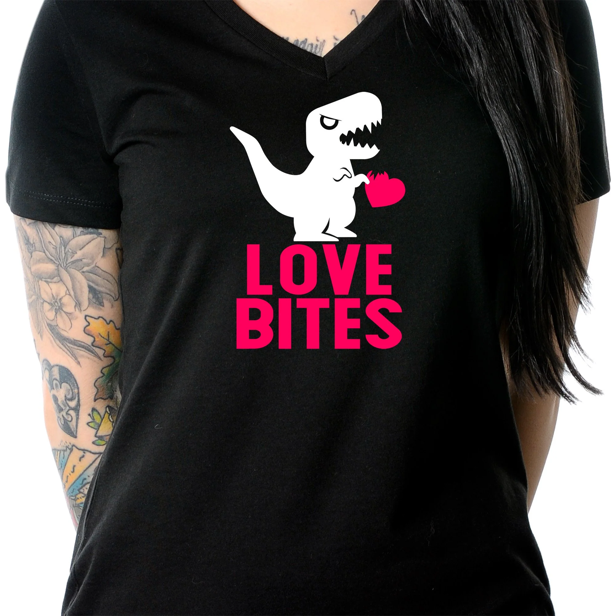 Love Bites Tapered V-Neck Tee Shirt - Image 4