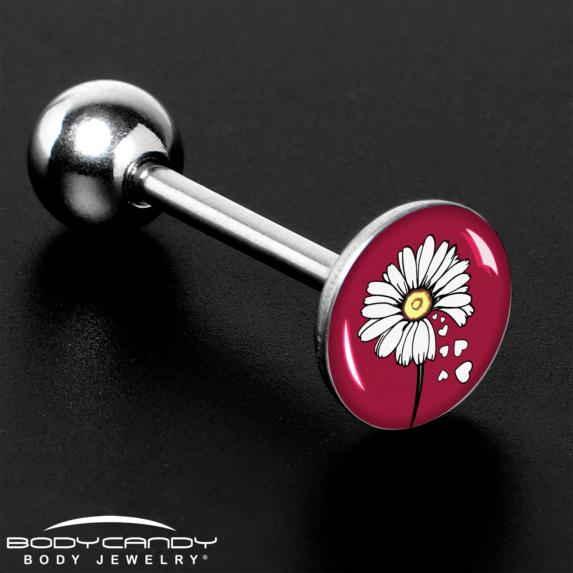 Love Me Not Flower Barbell Tongue Ring by Onyx O - Image 8