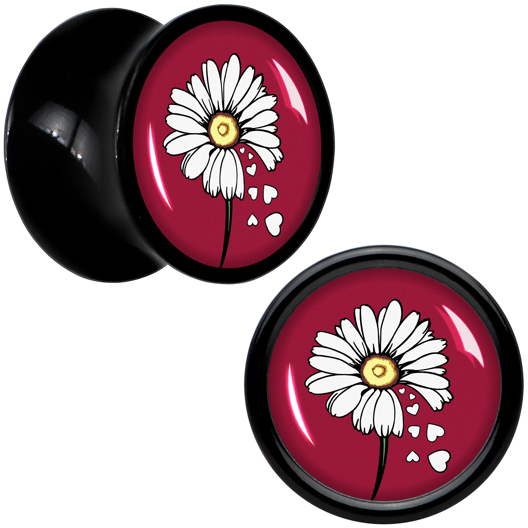 Love Me Not Flower Black Acrylic Saddle Plug Set by Onyx O - Image 3
