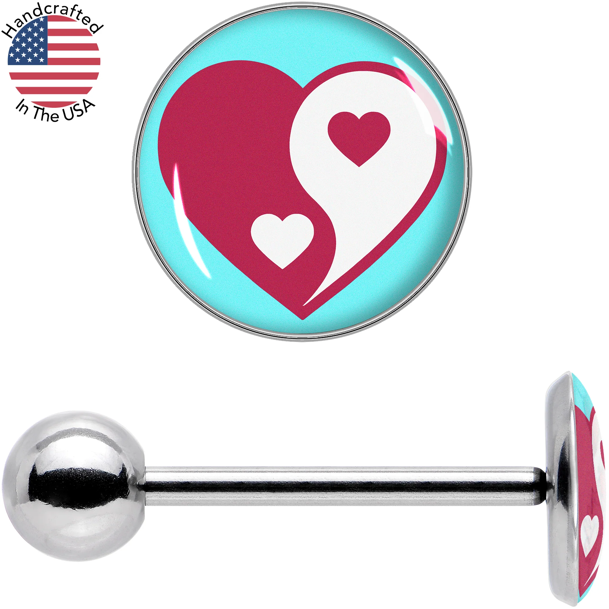 Love Yin Yang Heart Barbell Tongue Ring by Onyx O - Image 8