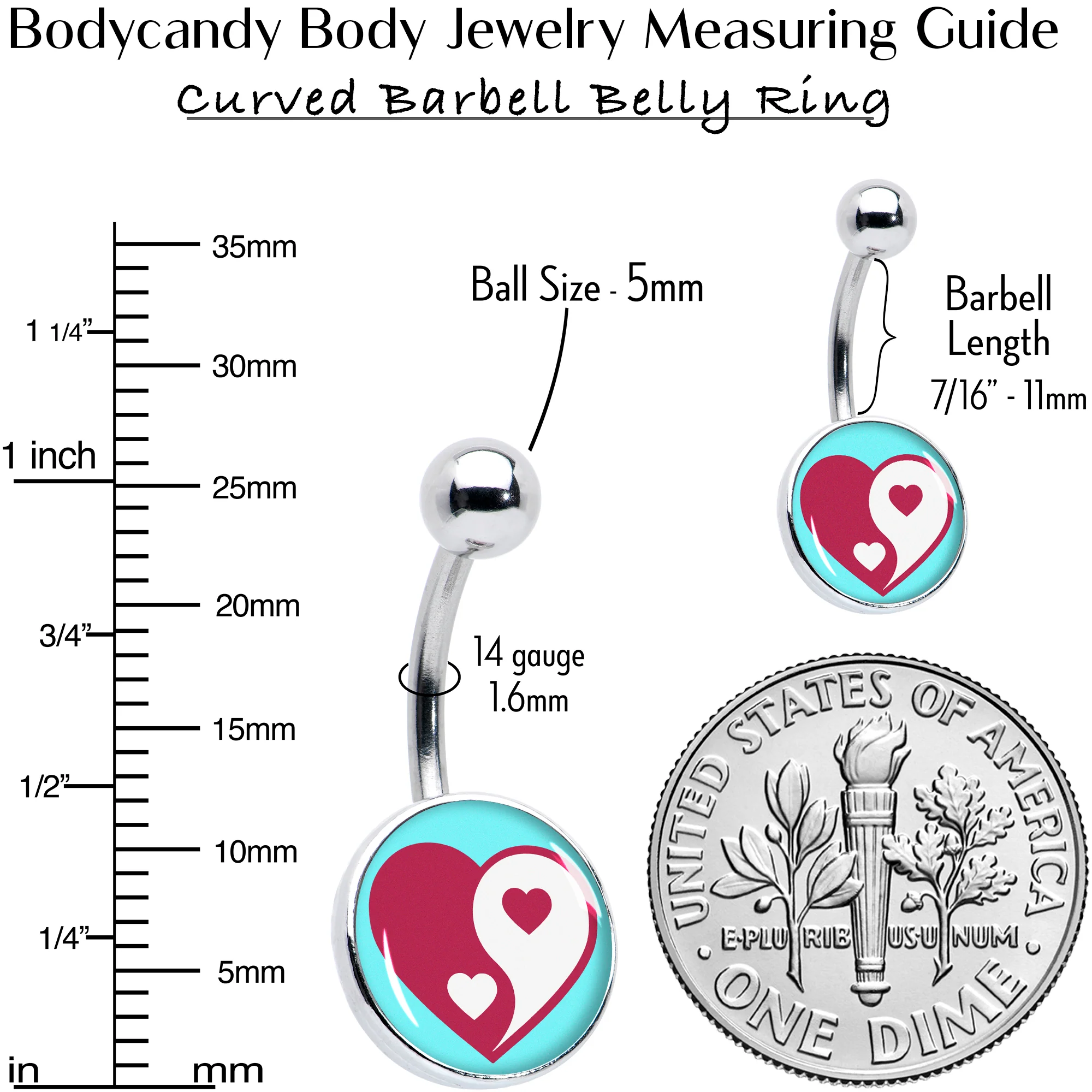 Love Yin Yang Heart Belly Ring by Onyx O - Image 6
