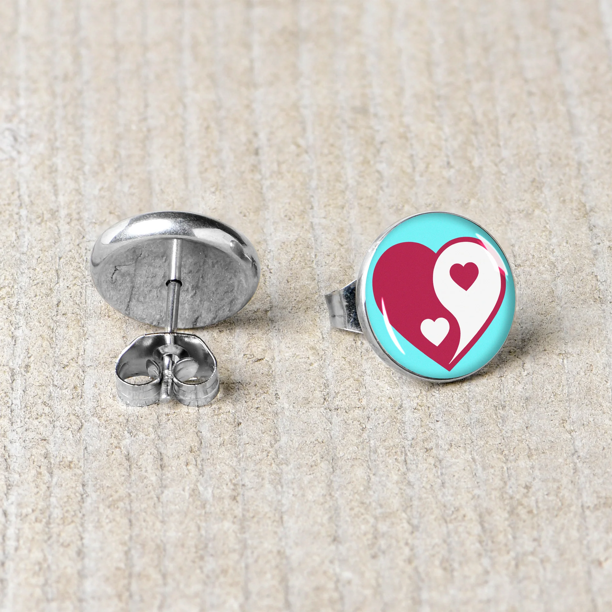 Love Yin Yang Heart Stud Earrings by Onyx O - Image 5