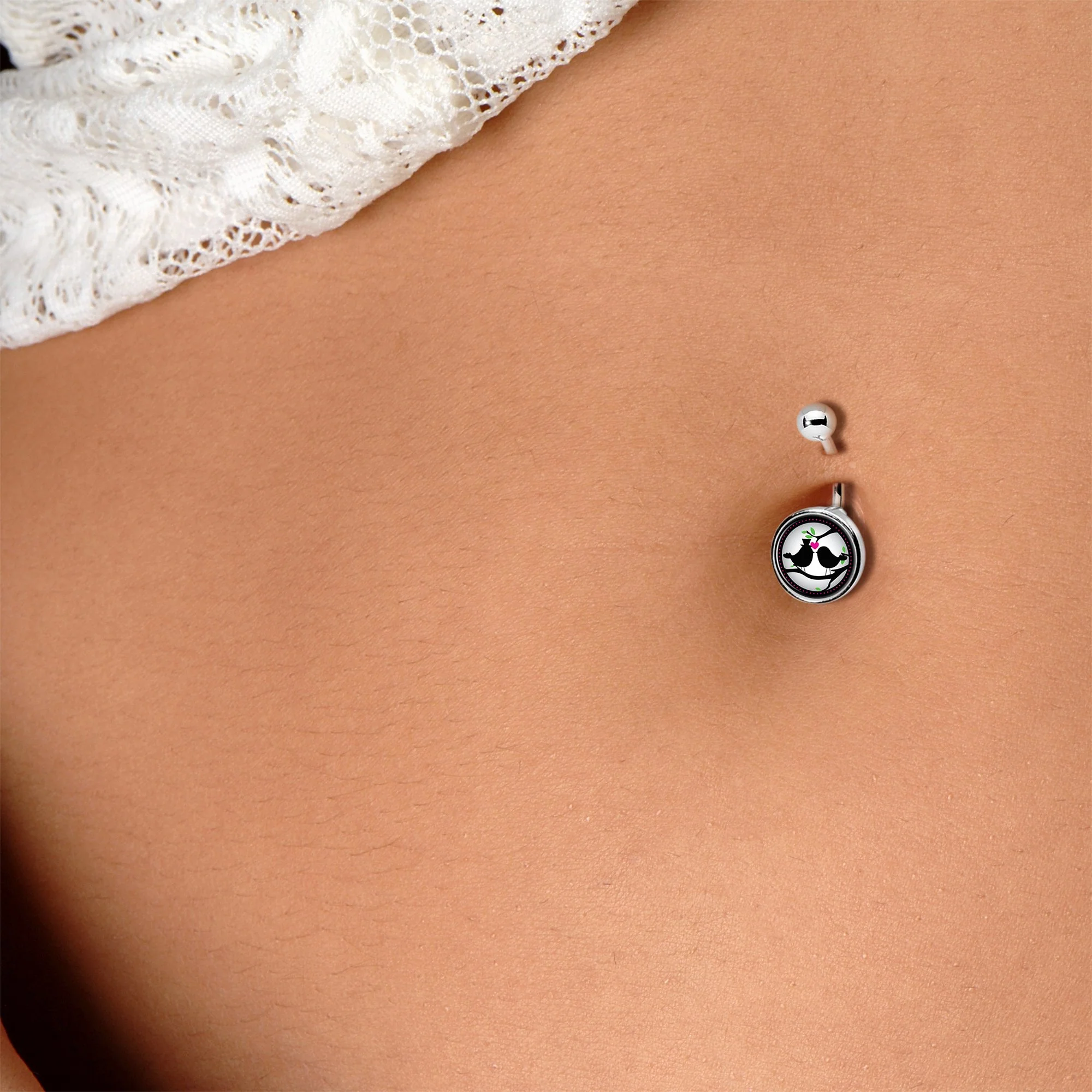 Lovebirds Silhouette Belly Ring - Image 5