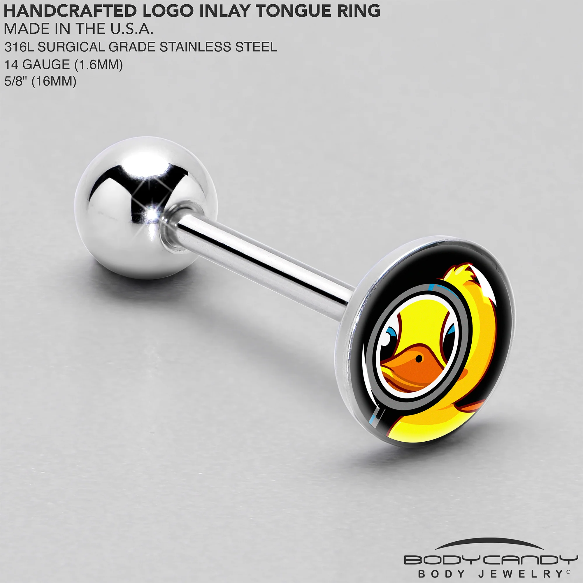 Magnified Yellow Duck Barbell Tongue Ring by Onyx O - Image 4