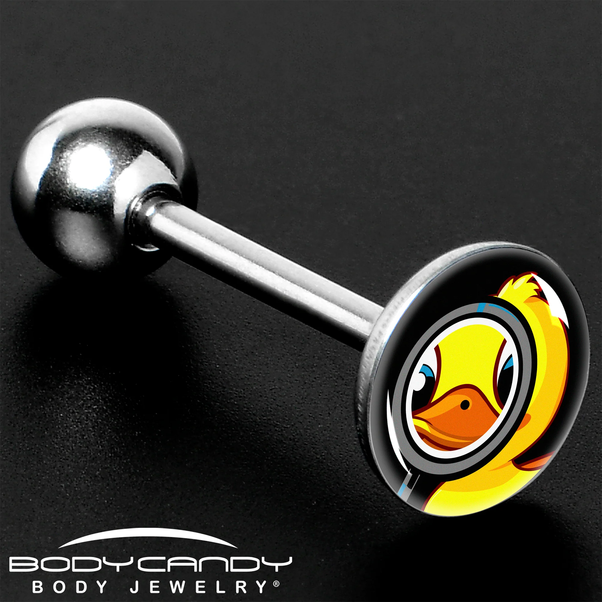 Magnified Yellow Duck Barbell Tongue Ring by Onyx O - Image 7