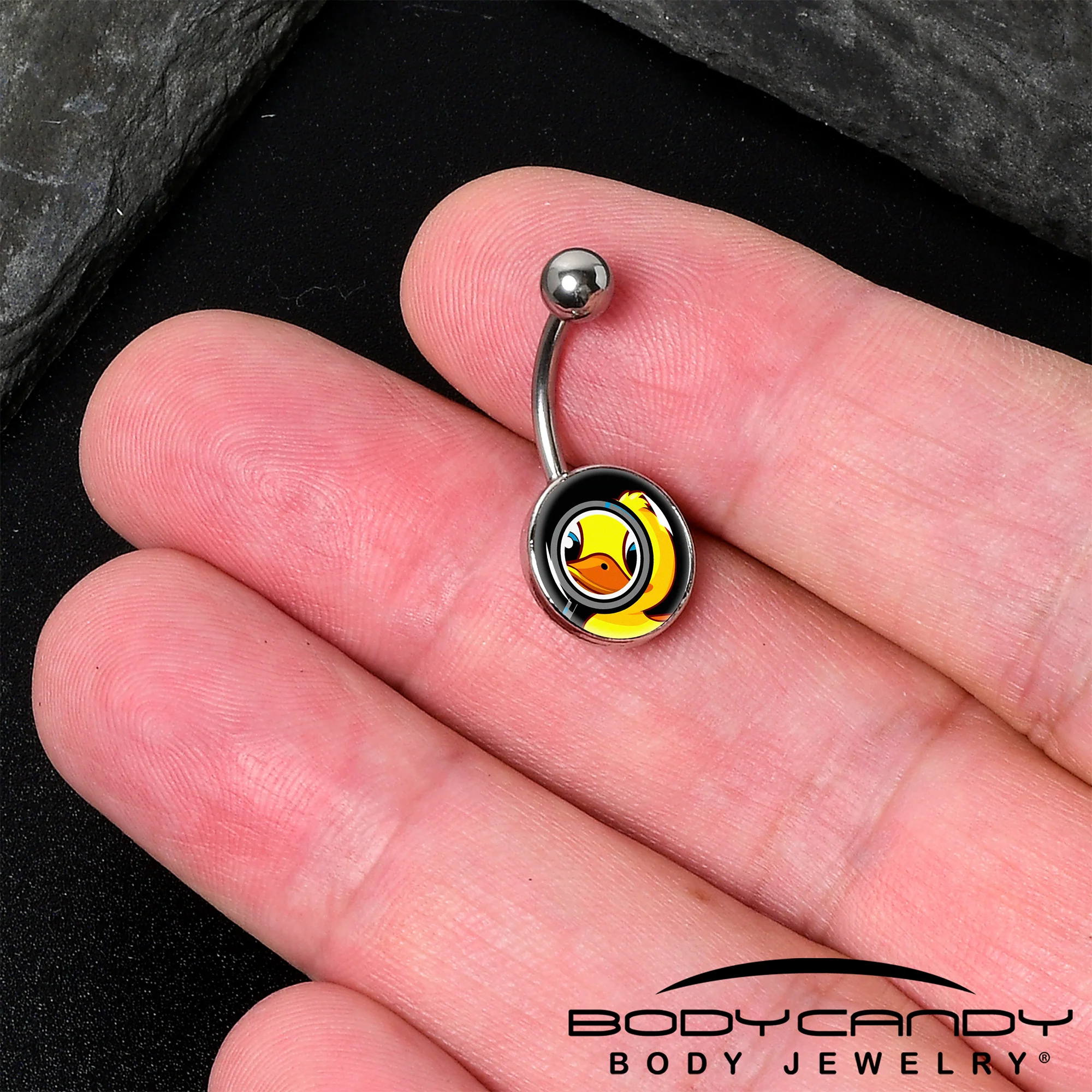 Magnified Yellow Duck Belly Ring by Onyx O - Image 2