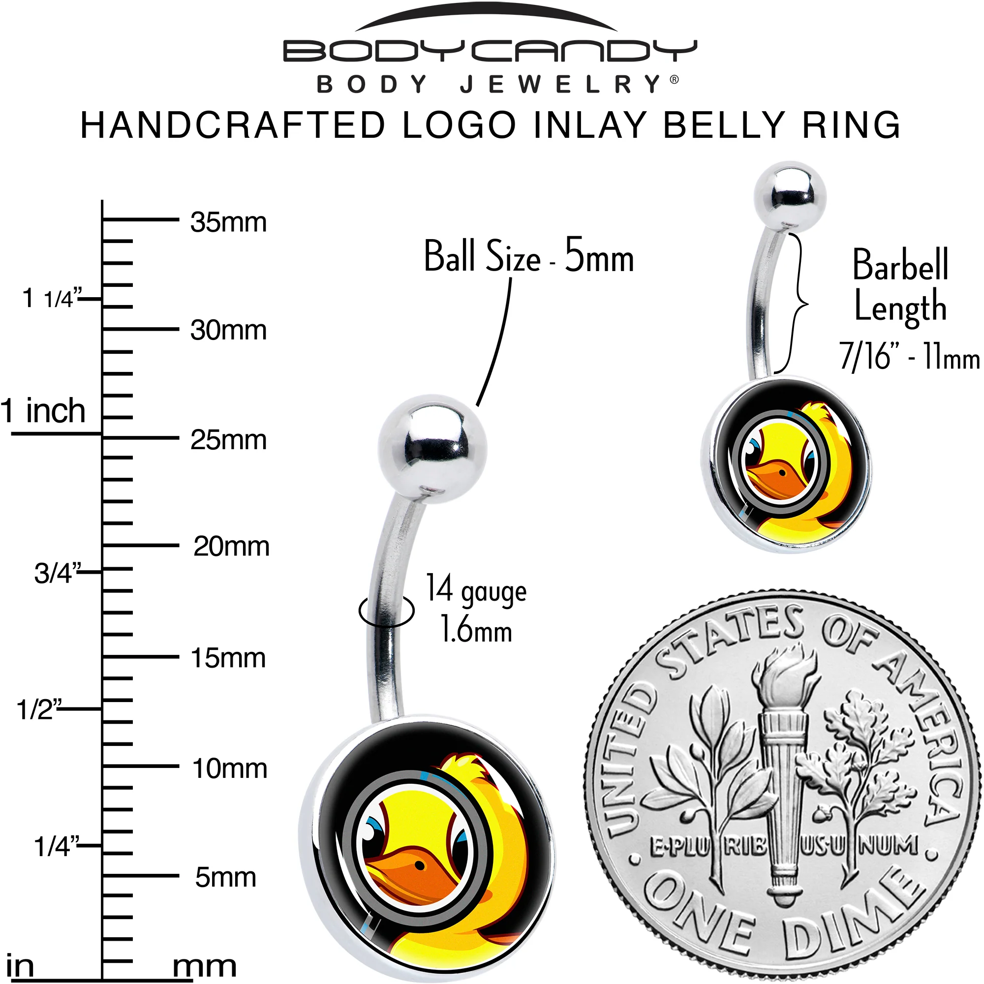 Magnified Yellow Duck Belly Ring by Onyx O - Image 6