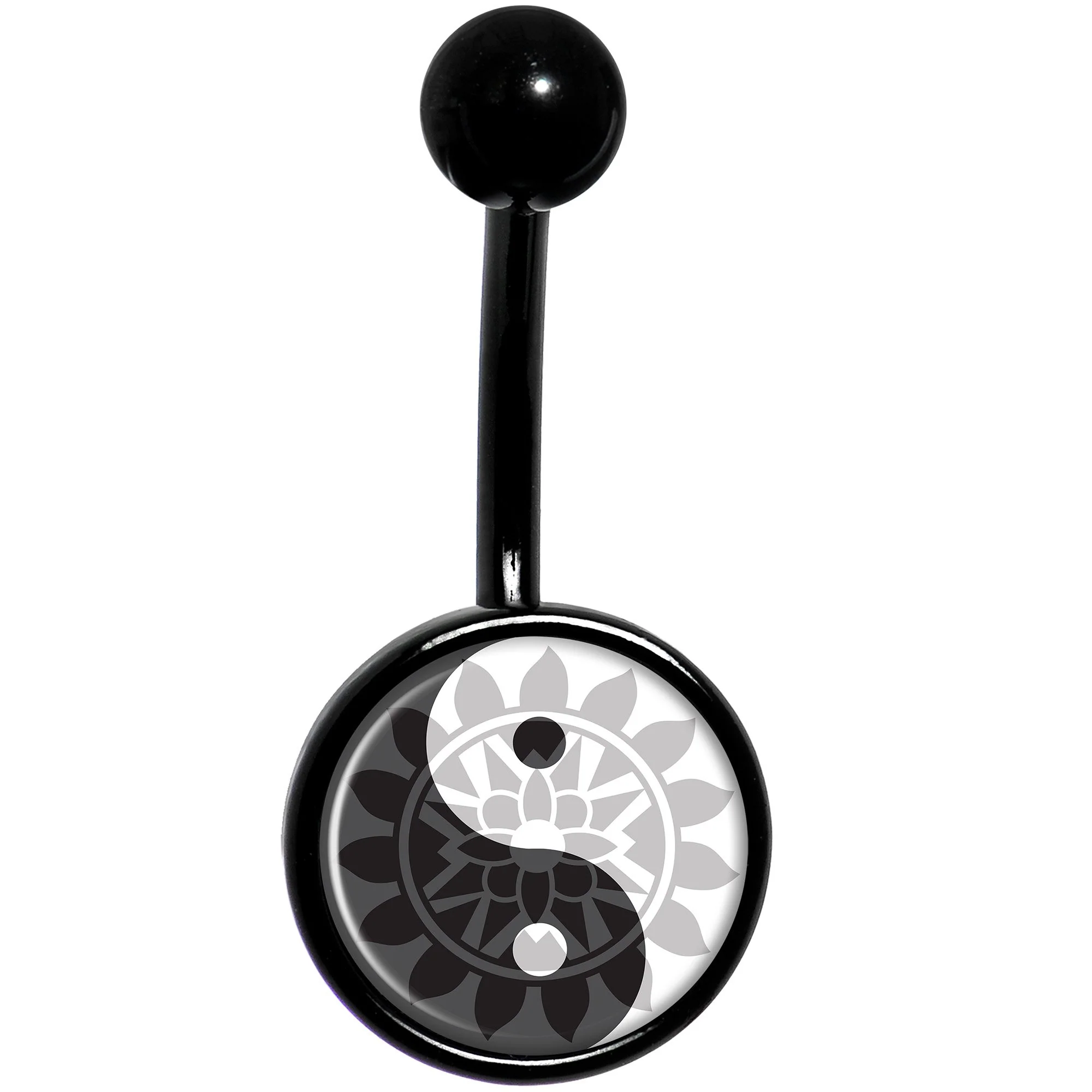 Mandala Yin Yang Black Belly Ring - Image 2