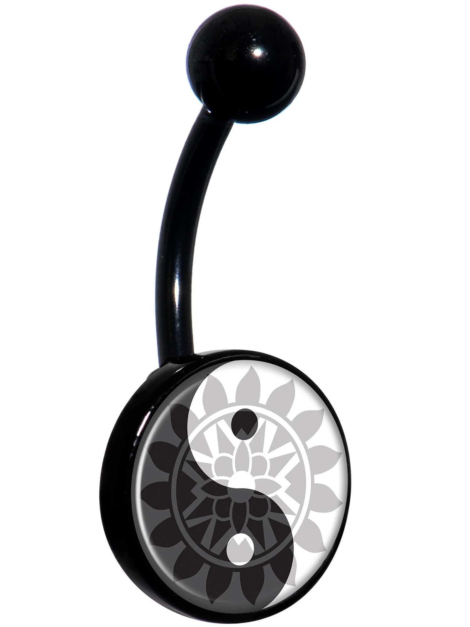 Mandala Yin Yang Black Belly Ring - Image 4