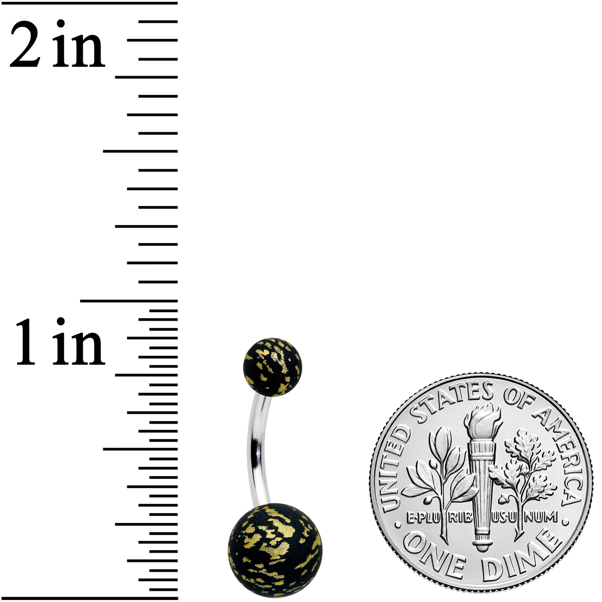 Matte Black Splatter Pattern Belly Ring - Image 2